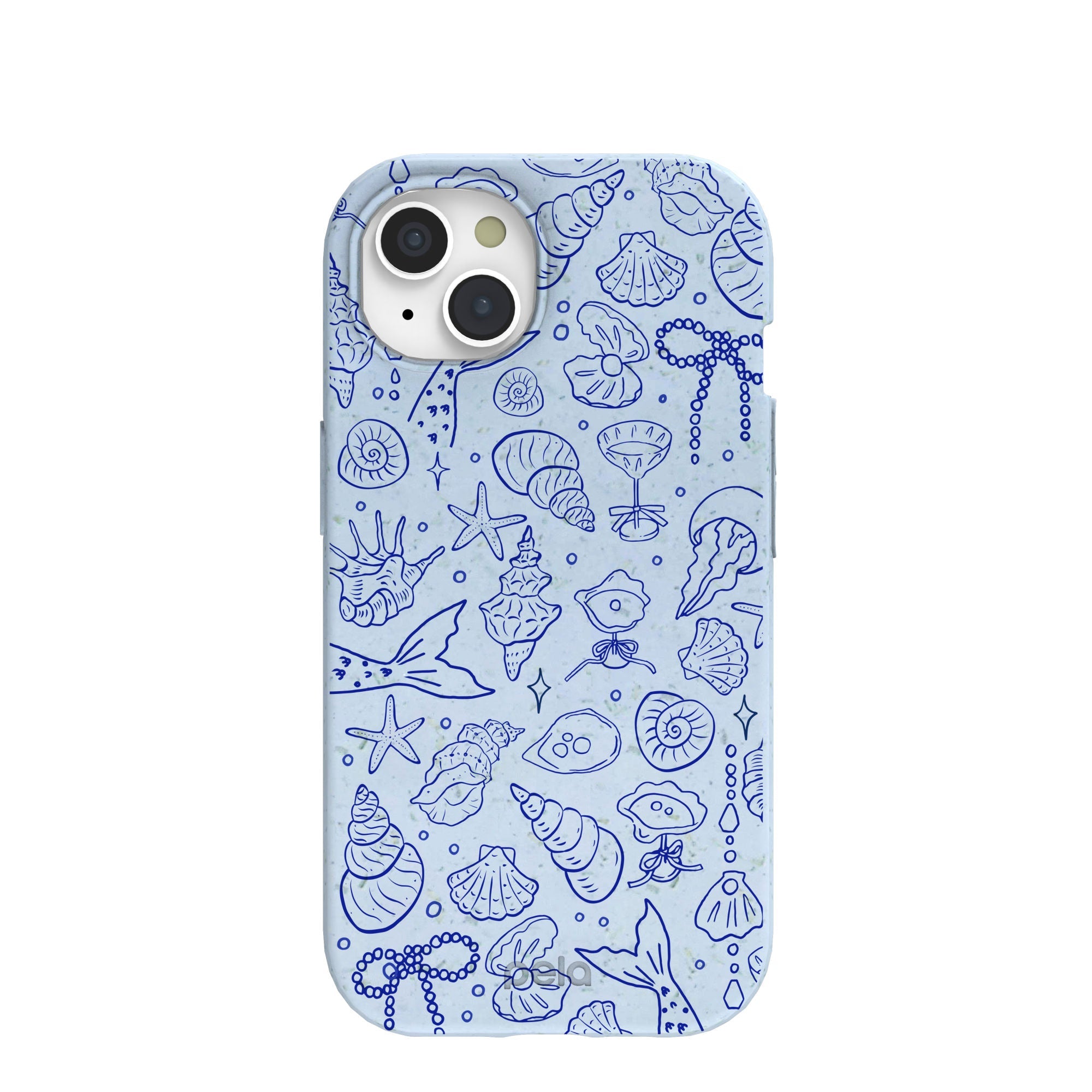 Powder Blue Ocean Charms iPhone 15 Case Refurbished - Pela Case refurbished available on Cerqular