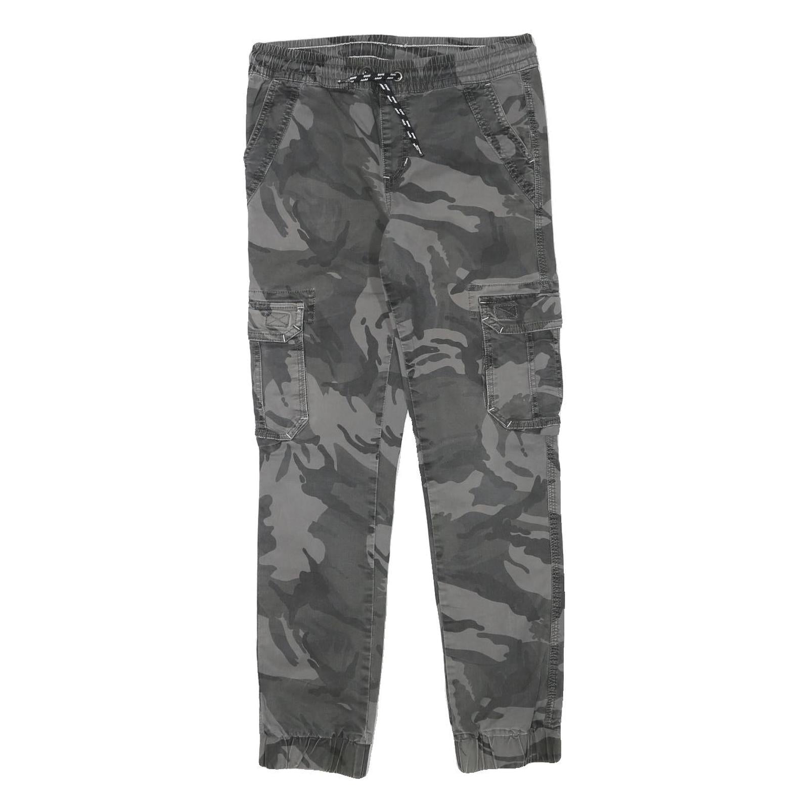 Mens Slim Drawstring Cotton Blend Grey Camo Cargo Trousers W28 L29 Casual Refurbished - N/A refurbished available on Cerqular