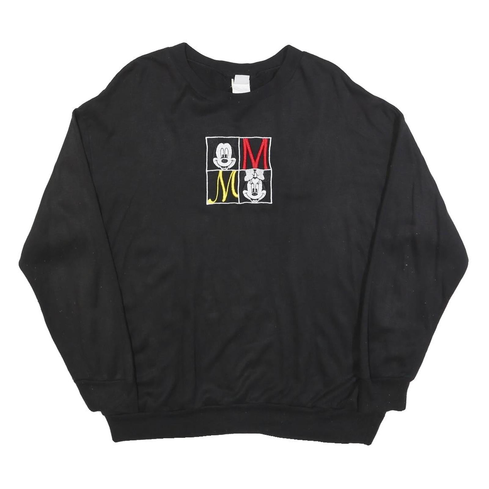 MICKEY UNLIMITED Womens Black Sweatshirt L Cotton Blend Crew Neck Pullover Refurbished - N/A refurbished available on Cerqular