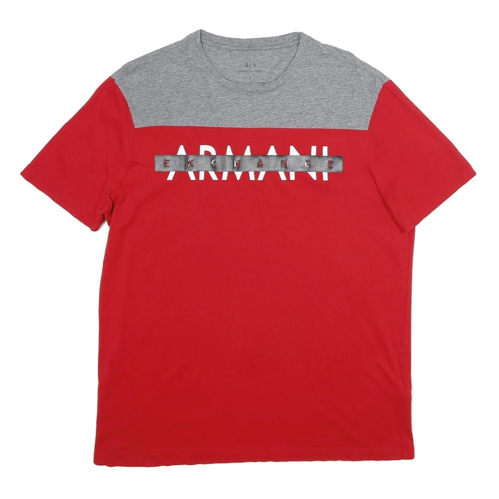ARMANI EXCHANGE Mens Red & Grey Graphic T-Shirt L Short Sleeve Crew Neck Logo Refurbished - N/A refurbished available on Cerqular