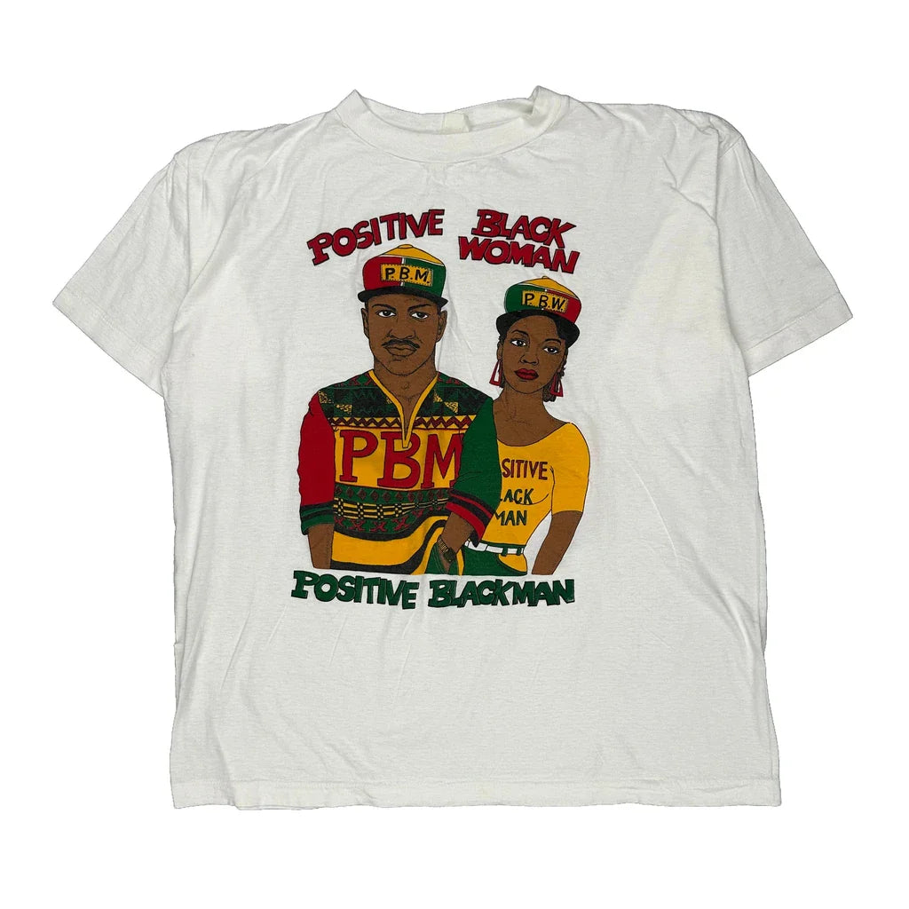 Buy Positive Blackman Positive Tees Graphic T-Shirt - Large Multicoloured Cotton Refurbished - $46.89 Positive Blackman Positive Tees Graphic T-Shirt - Large Multicoloured Cotton Refurbished - Thrifted (note: this is a term often used to describe second- refurbished available on Cerqular