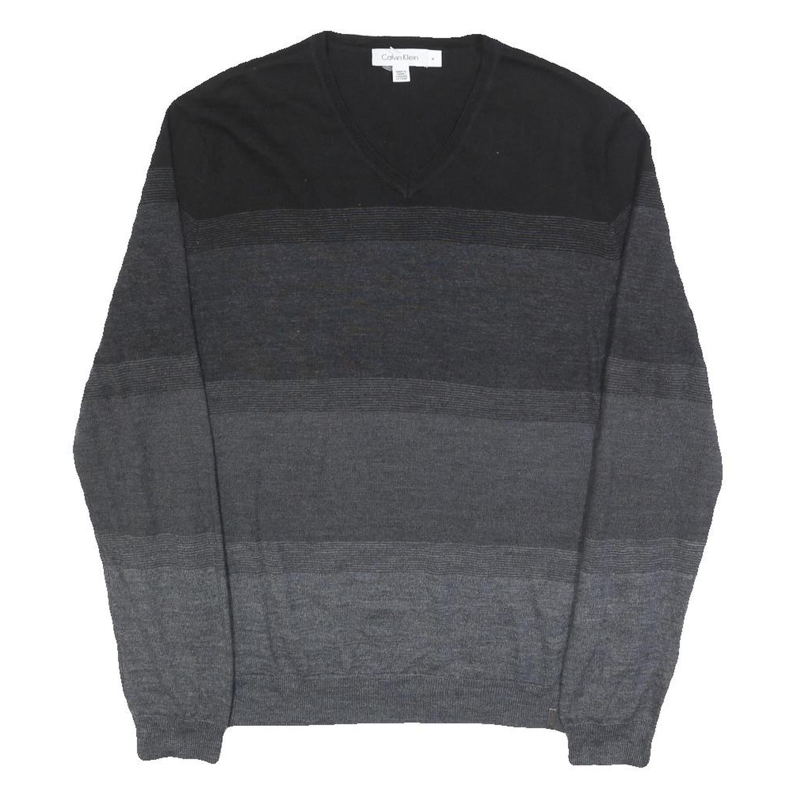 CALVIN KLEIN Mens Black & Grey Patterned V Neck Basic Knit Jumper M Layered Refurbished - N/A refurbished available on Cerqular