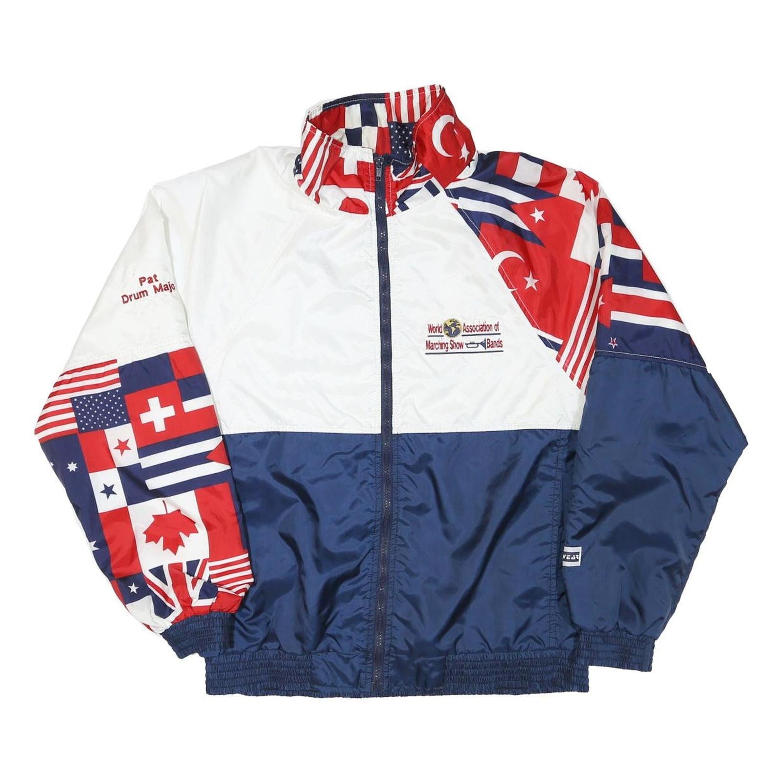 FLAG WEAR Womens White & Navy Flag Print Zip Jacket M Polyester Blend Casual Refurbished - N/A refurbished available on Cerqular