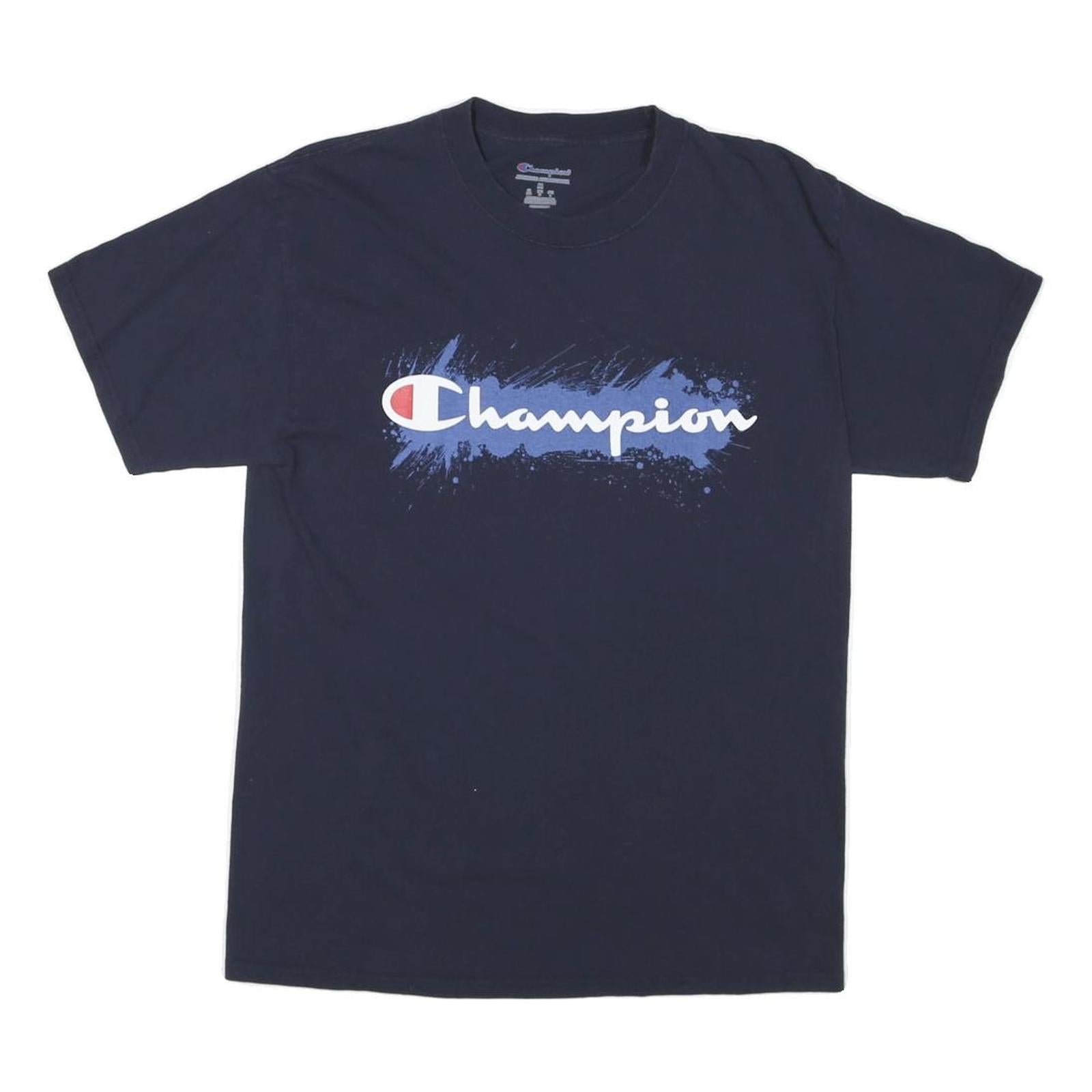 CHAMPION Mens Navy Blue Graphic T-Shirt M Short Sleeve Crew Neck Cotton Blend Refurbished - N/A refurbished available on Cerqular