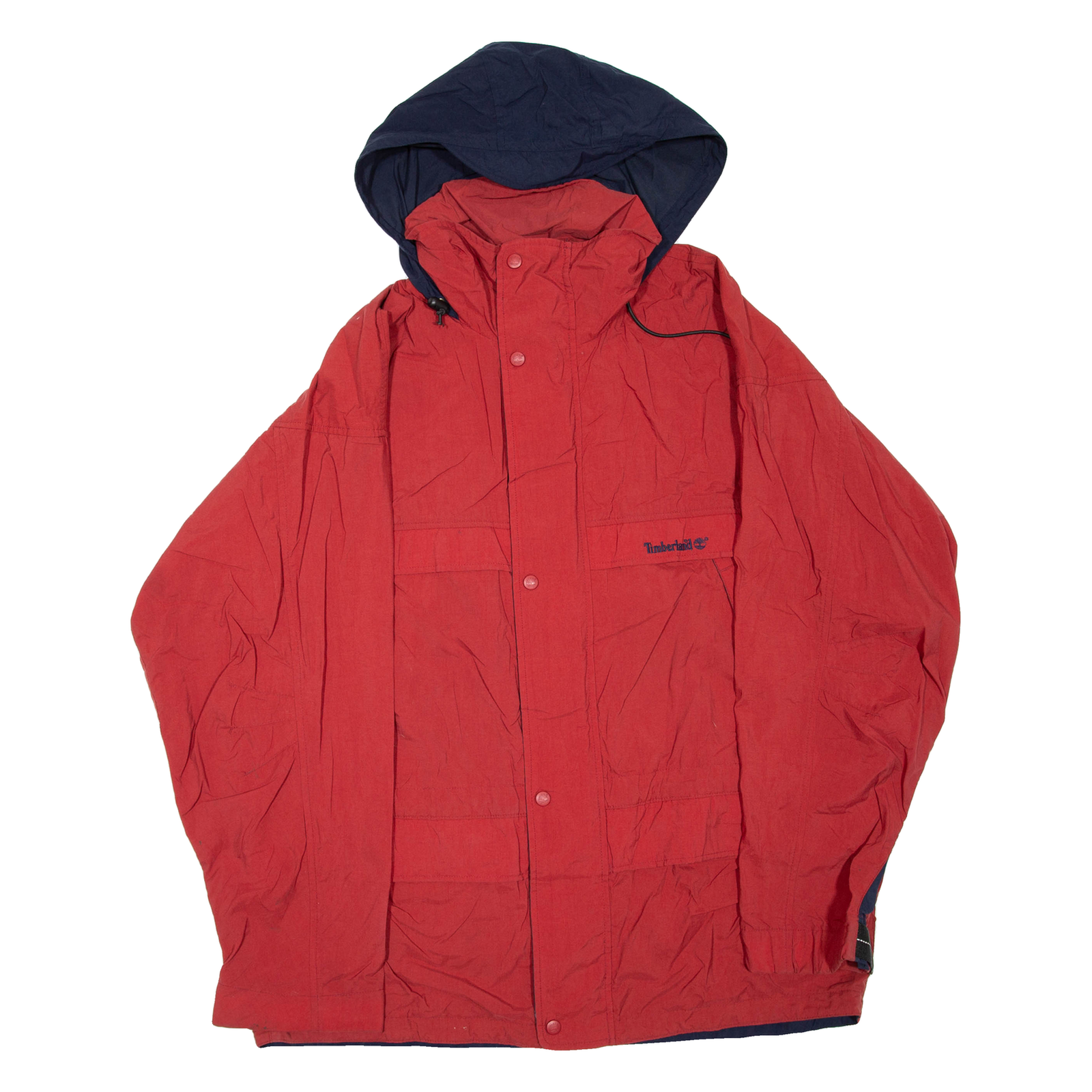 TIMBERLAND Mens Rain Jacket Red Nylon Hooded L Refurbished - N/A refurbished available on Cerqular