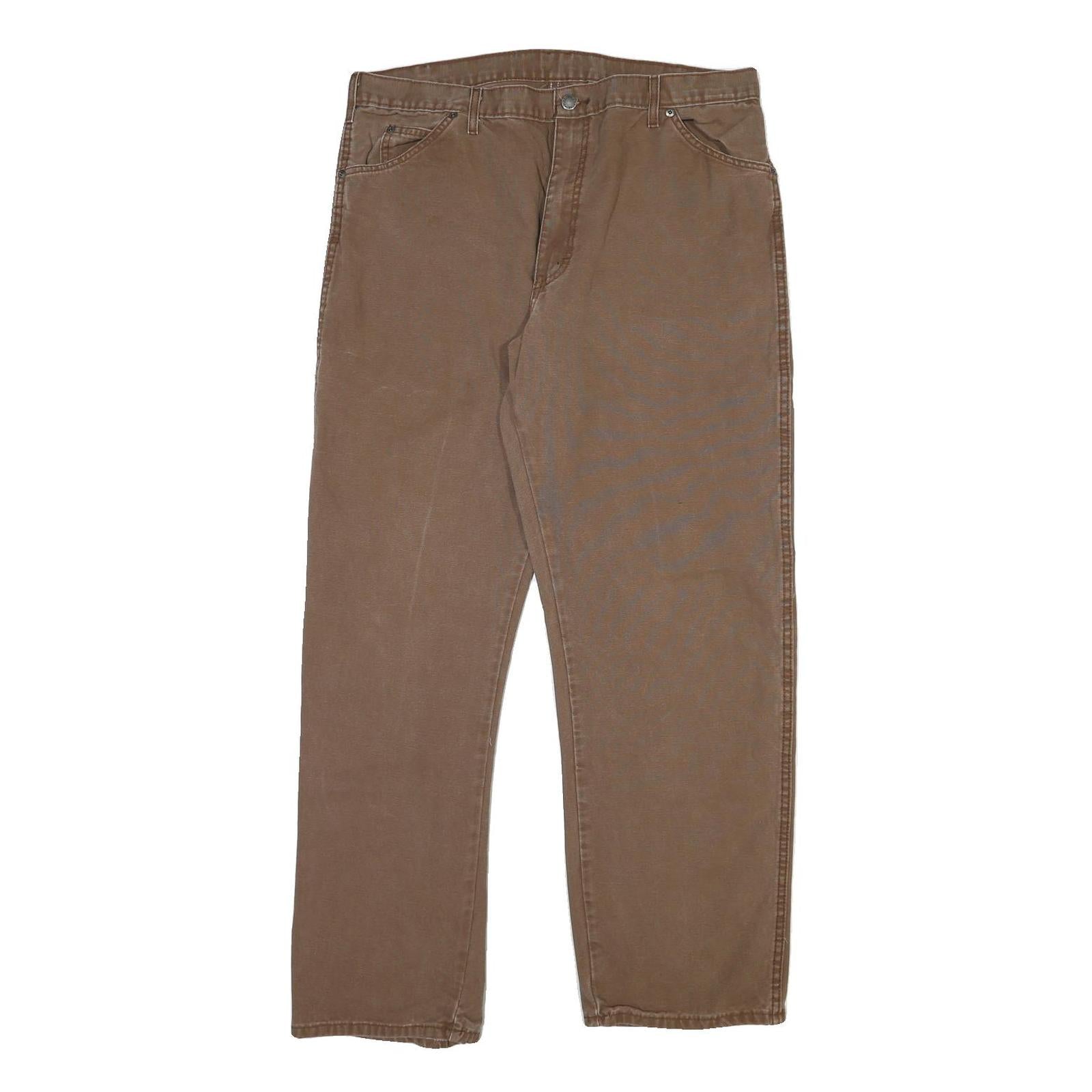 DICKIES Mens Cotton Blend Brown Regular Straight Trousers W40 L32 Workwear Refurbished - N/A refurbished available on Cerqular