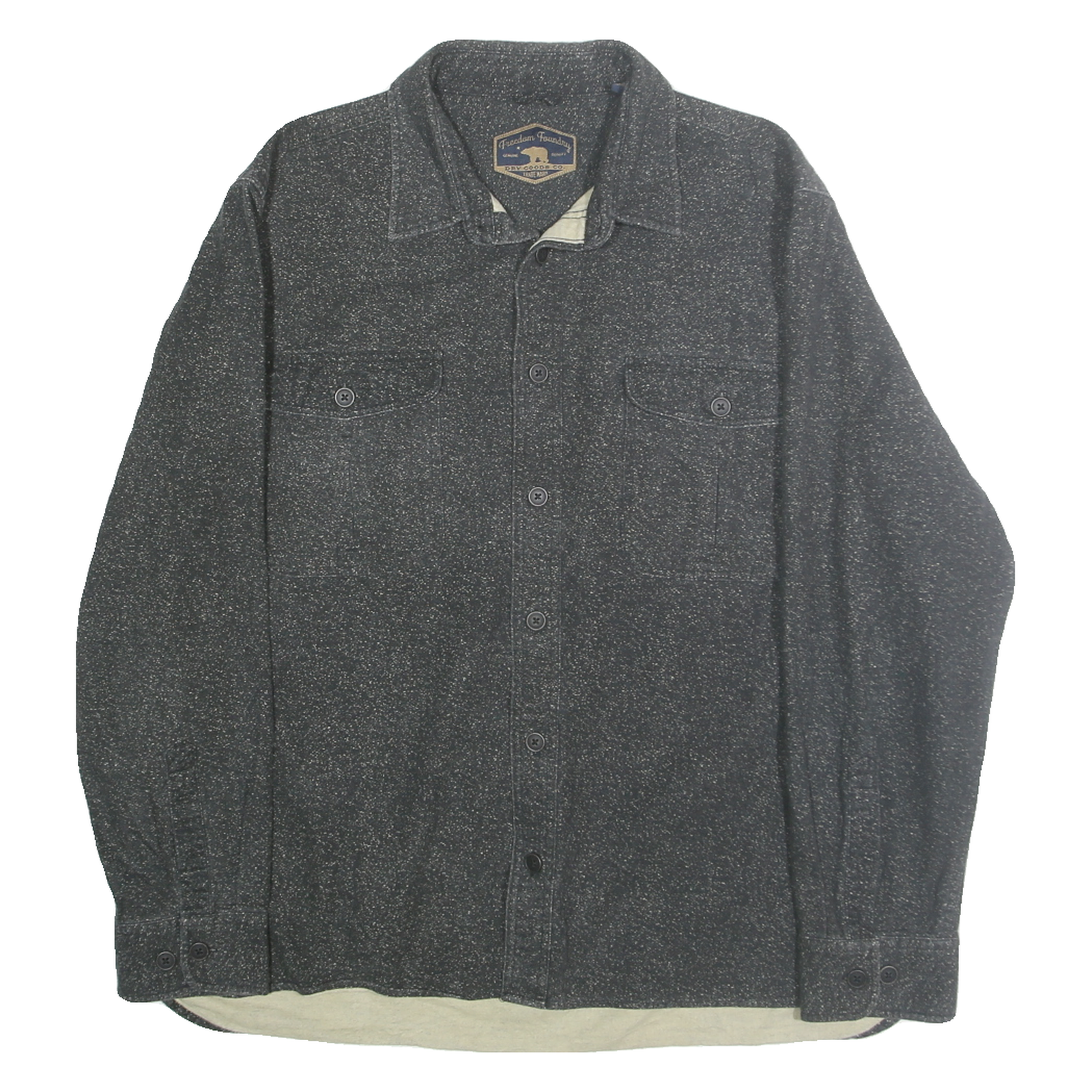FREEDOM FOUNDRY Mens Grey & White Cotton Shirt XL Casual Button Shirt Refurbished - N/A refurbished available on Cerqular