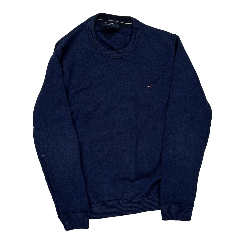 Tommy Hilfiger Jumper - Large Navy Cotton Refurbished - Thrifted (note: this is a term often used to describe second- refurbished available on Cerqular