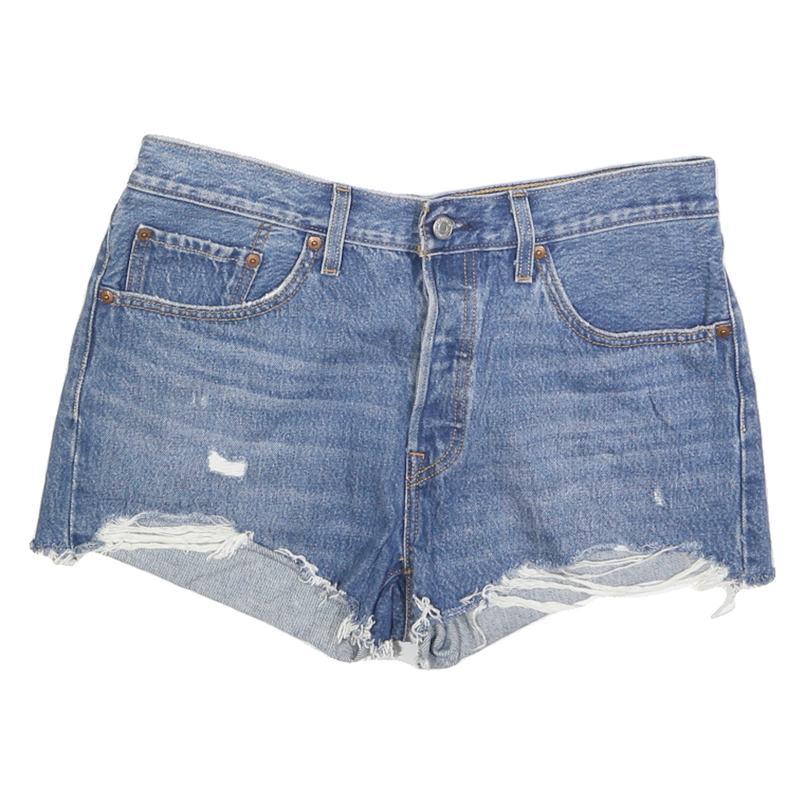 LEVI'S Womens Shorts Blue Denim Cut-Off Distressed M W30 Casual Cotton Refurbished - N/A refurbished available on Cerqular