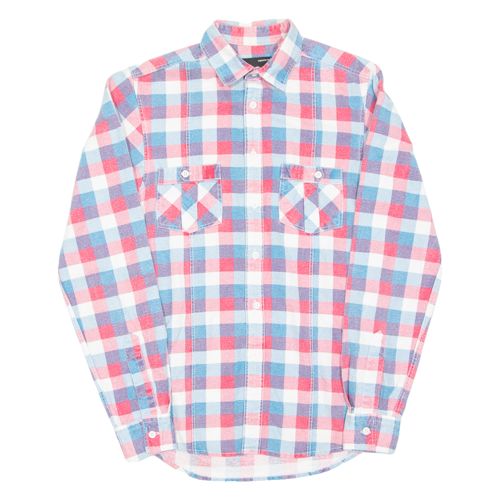 TOPMAN Mens Flannel Shirt Red Check Long Sleeve XS Refurbished - N/A refurbished available on Cerqular