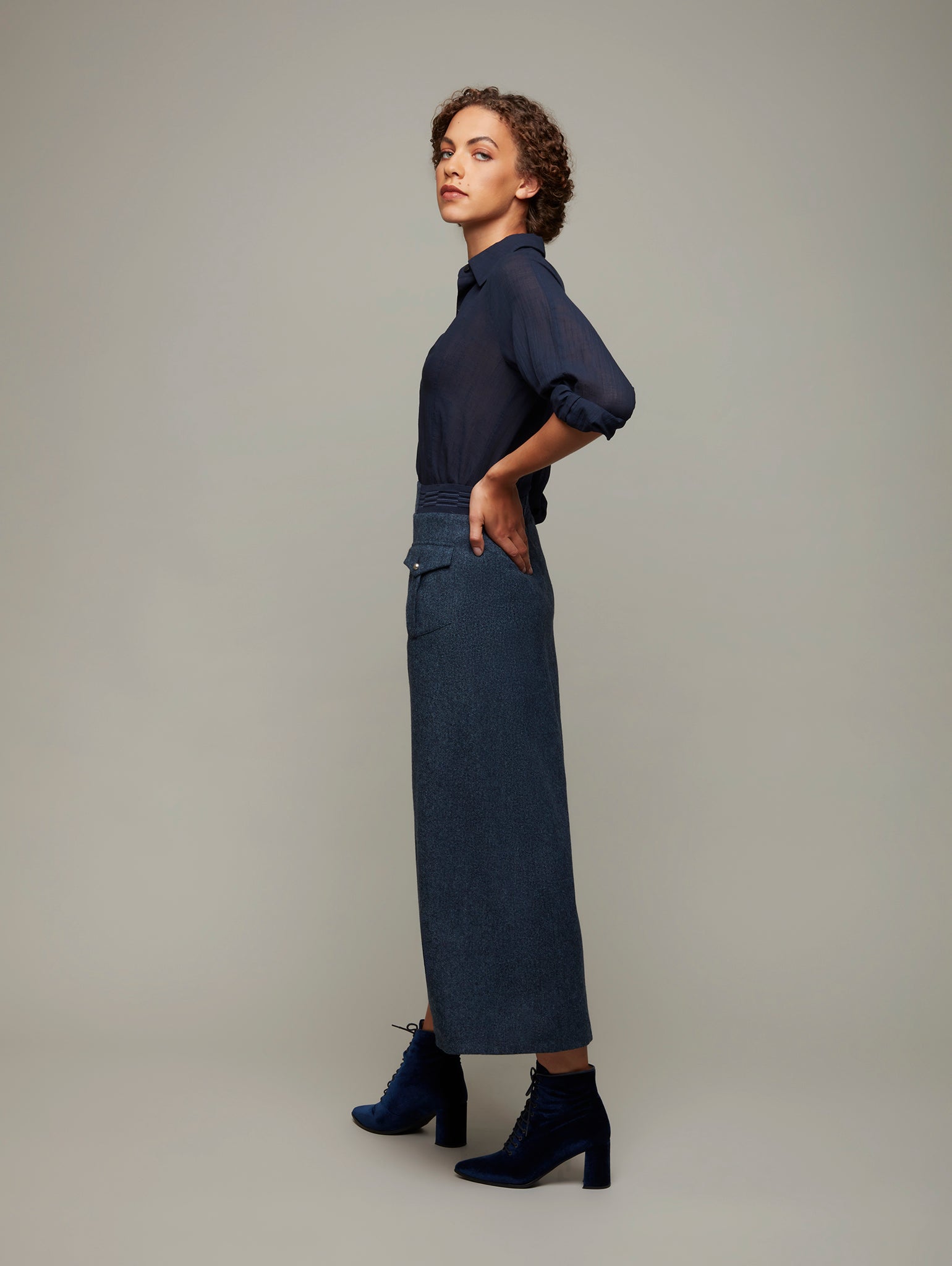 ASPEN | A Line Wool Skirt | Size: Cosmic Blue / L Refurbished - N/A refurbished available on Cerqular