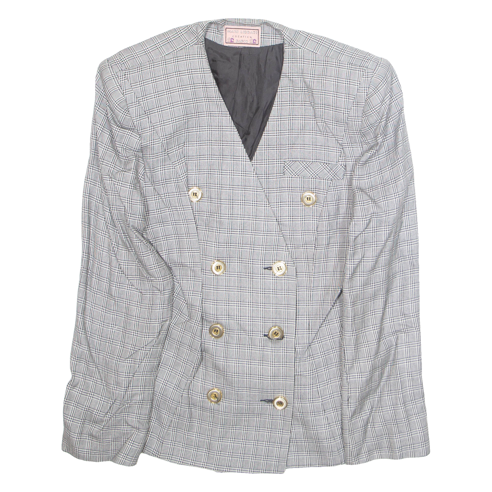 MAXI LIBERATI Womens Blazer Jacket White Viscose Plaid M Refurbished - N/A refurbished available on Cerqular