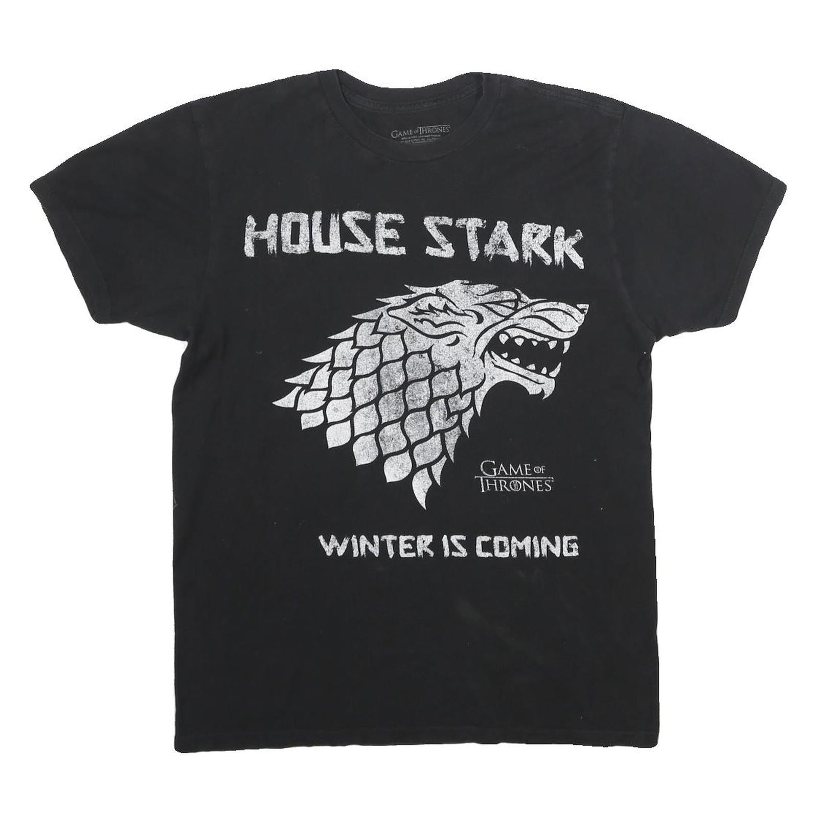 GAME OF THRONES Mens Black House Stark Winter Is Coming Graphic T-Shirt M Short Refurbished - N/A refurbished available on Cerqular