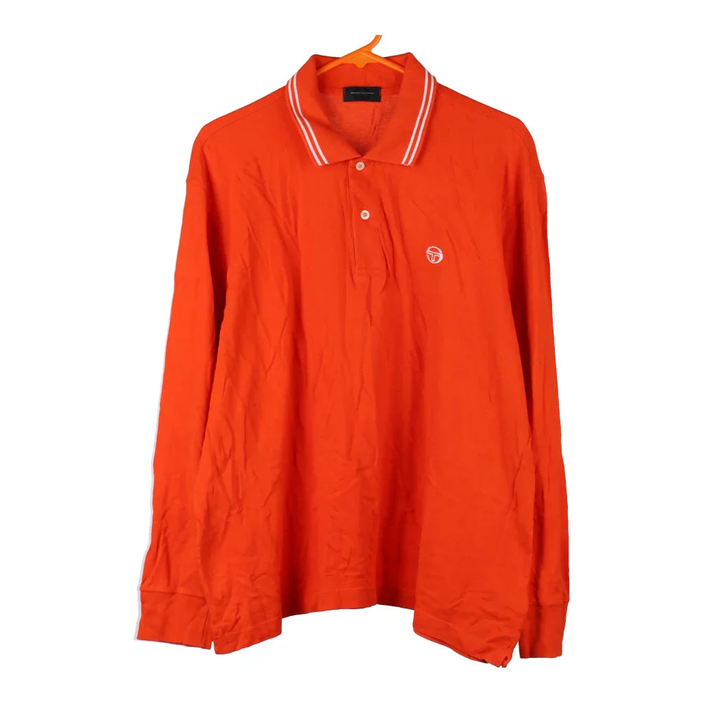 Sergio Tacchini Long Sleeve Polo Shirt - Large Orange Cotton Refurbished - Thrifted (note: this is a term often used to describe second- refurbished available on Cerqular