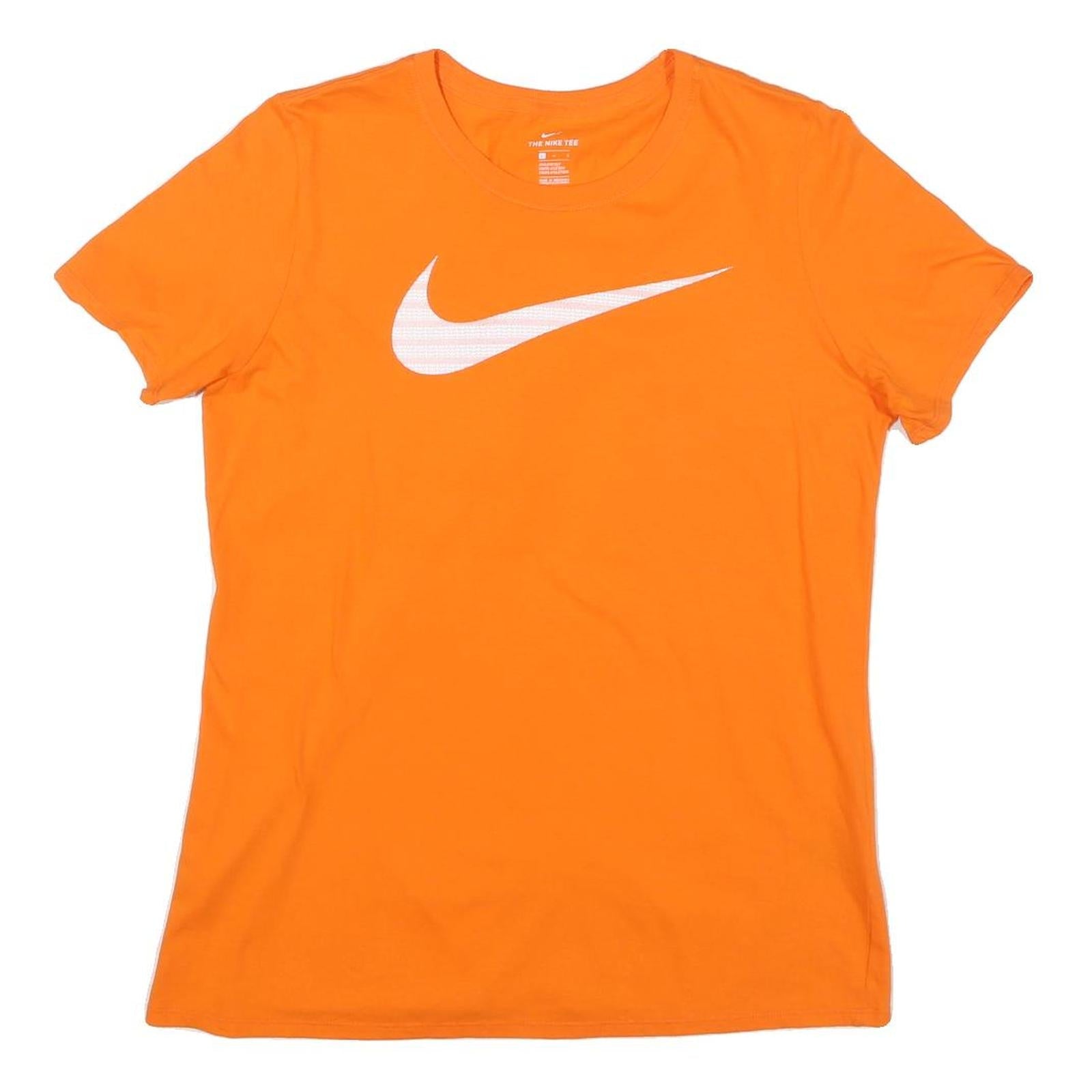 NIKE Womens Orange Cotton Blend T-Shirt L Short Sleeve Crew Neck Sport Style Refurbished - N/A refurbished available on Cerqular
