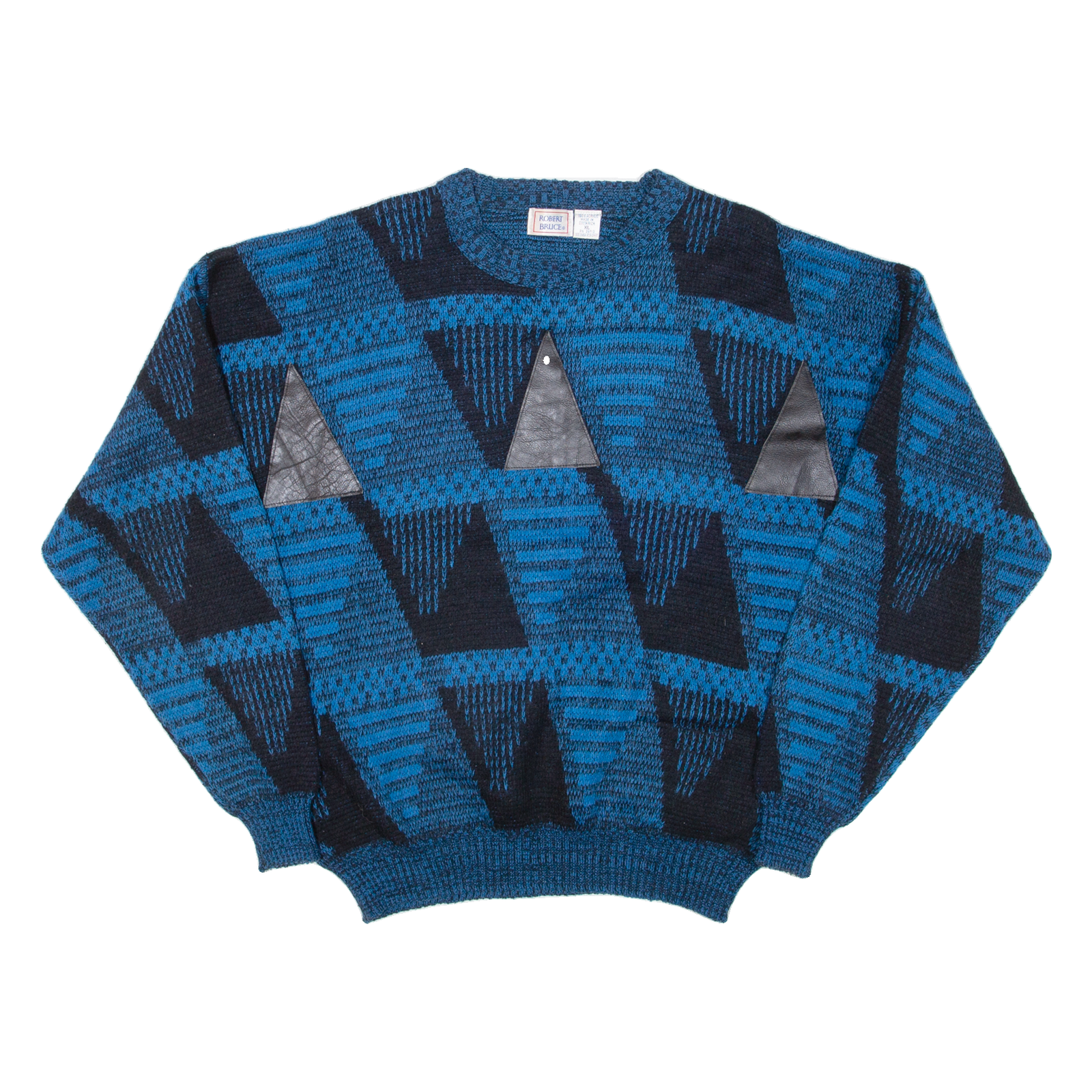 ROBERT BRUCE Womens Patterned Jumper Blue Crazy Pattern 90s XL Refurbished - N/A refurbished available on Cerqular