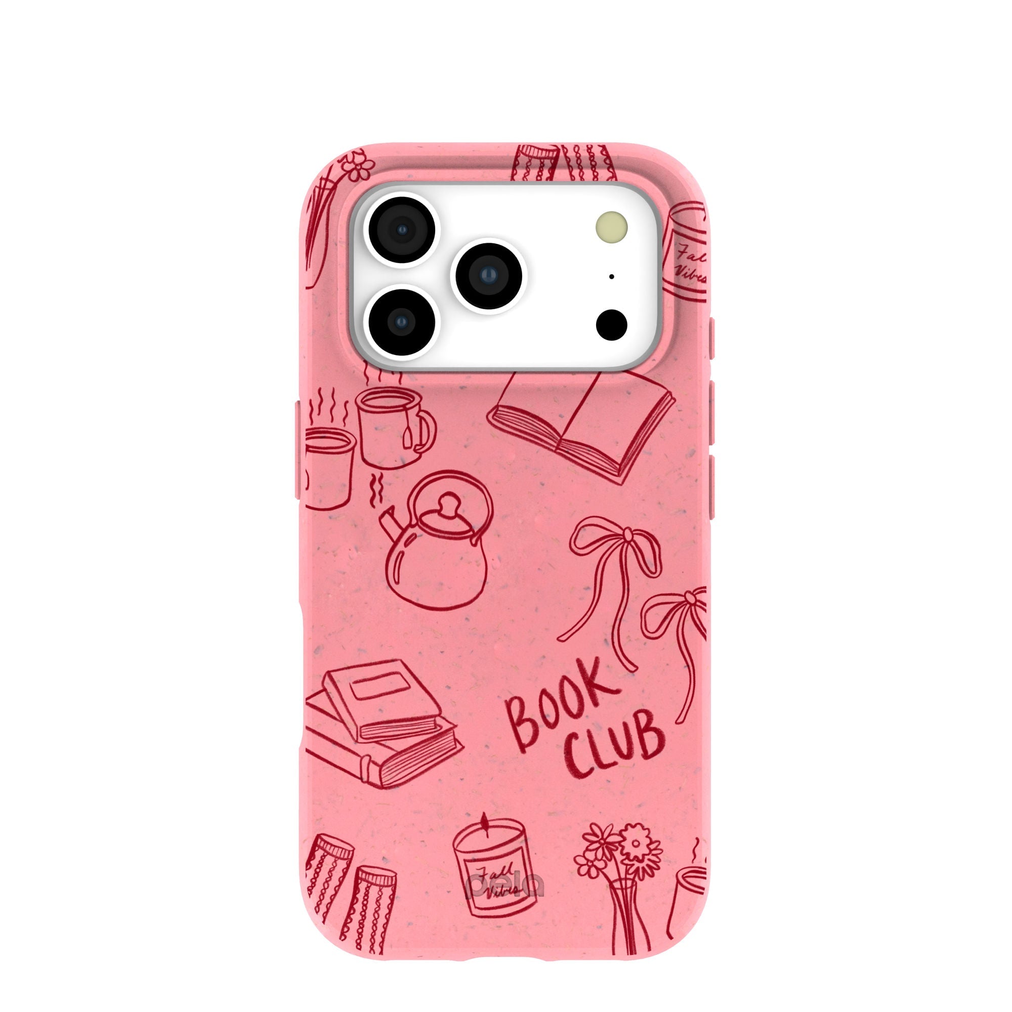 Bubblegum Pink Book Club iPhone 17 Pro Case | MagSafe Compatibility: Without MagSafe Refurbished - Pela Case refurbished available on Cerqular