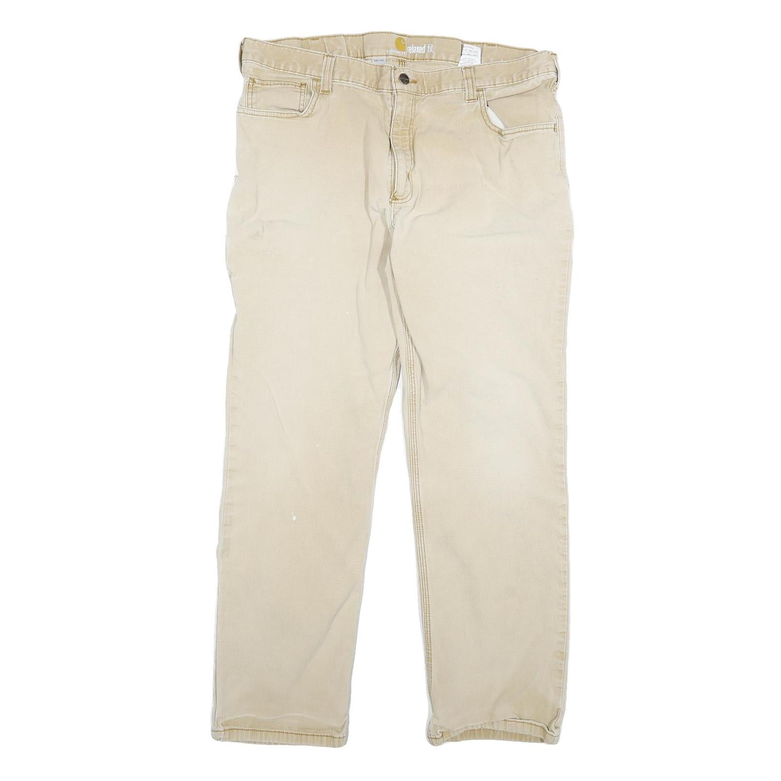 CARHARTT Mens Relaxed Fit Beige Workwear Cotton Blend Trousers W36 L29 Refurbished - N/A refurbished available on Cerqular