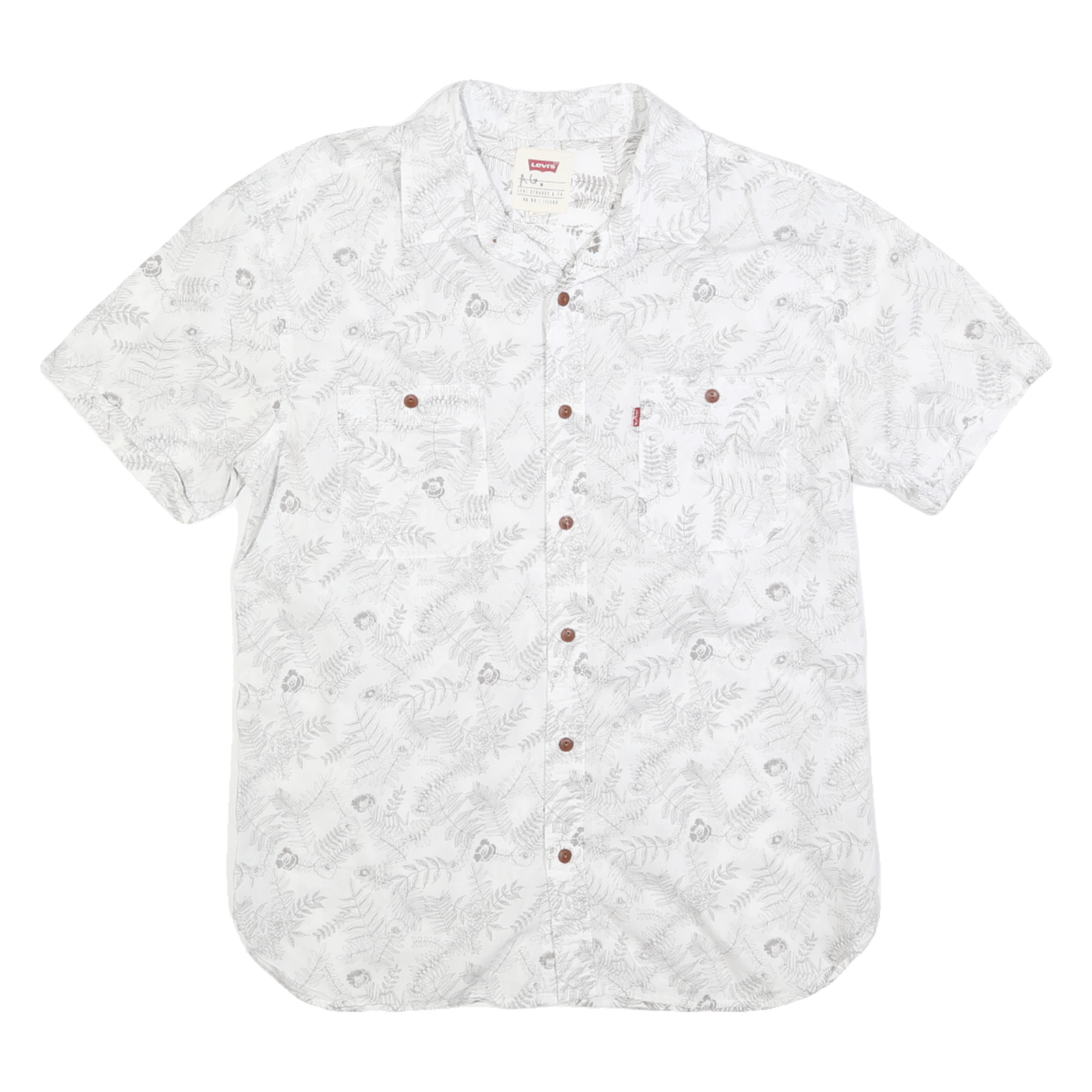 LEVI'S Mens White & Grey Floral Print Cotton Blend Shirt M Summer Casual Refurbished - N/A refurbished available on Cerqular