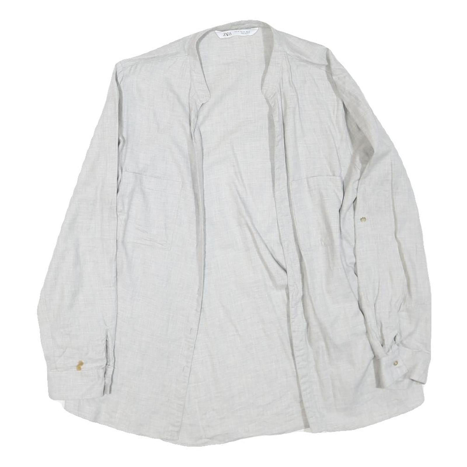 ZARA Womens White Shirt Long Sleeve Collared Plain M Cotton Blend Casual Refurbished - N/A refurbished available on Cerqular