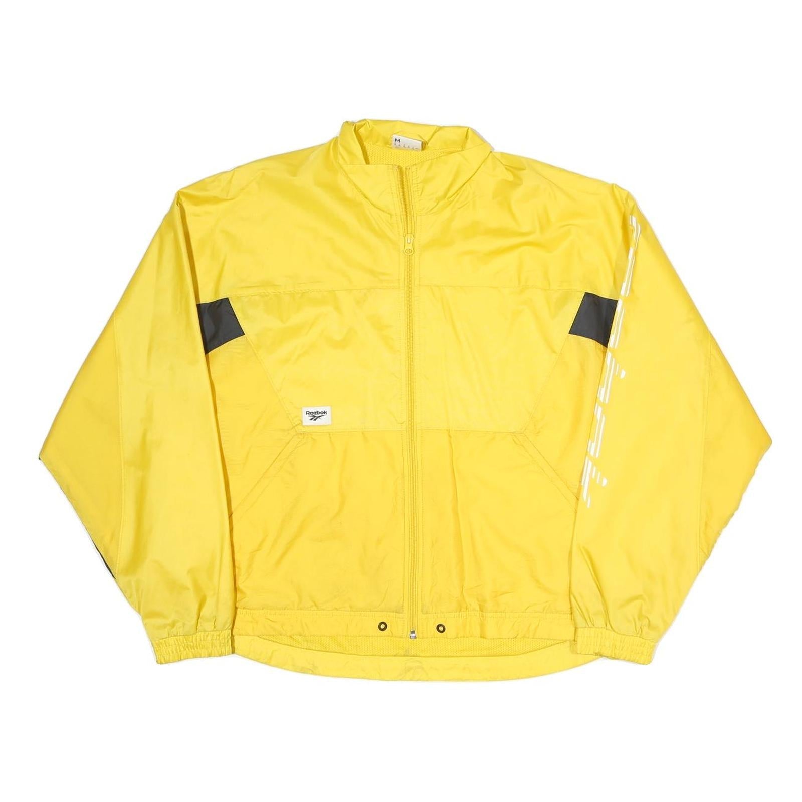 REEBOK Womens Yellow & Black Track Jacket M Polyester Blend Zip Sportswear Refurbished - N/A refurbished available on Cerqular