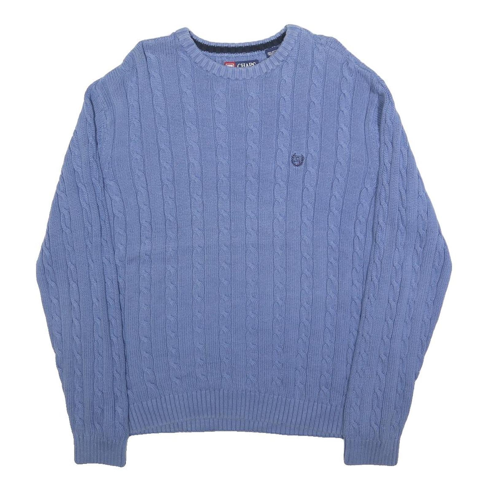 CHAPS Mens Blue Patterned Cotton Blend Jumper Crew Neck Basic Knit XL Casual Refurbished - N/A refurbished available on Cerqular