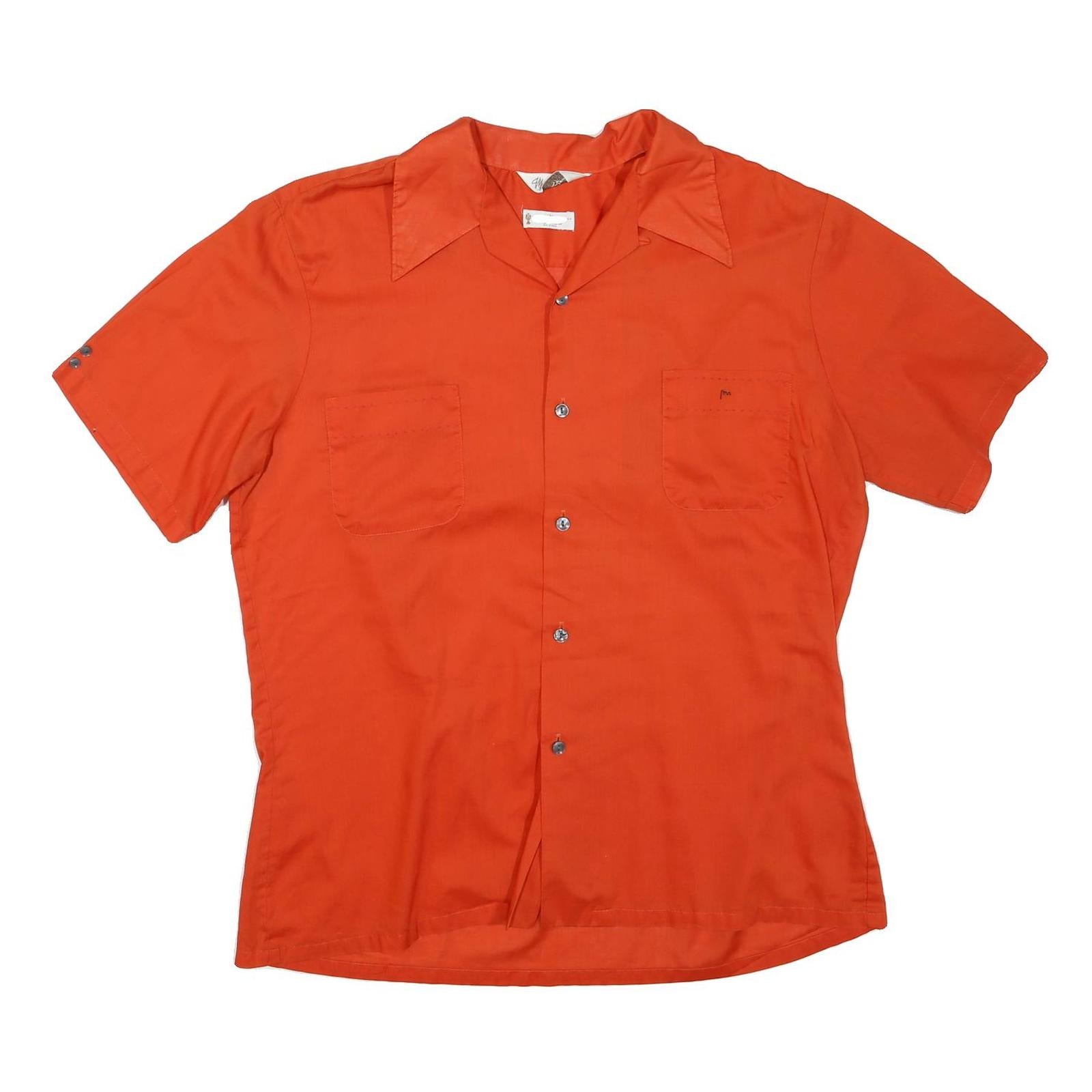 Mens Orange Shirt Short Sleeve Polyester Blend L Casual Summer Button Pocket Refurbished - N/A refurbished available on Cerqular