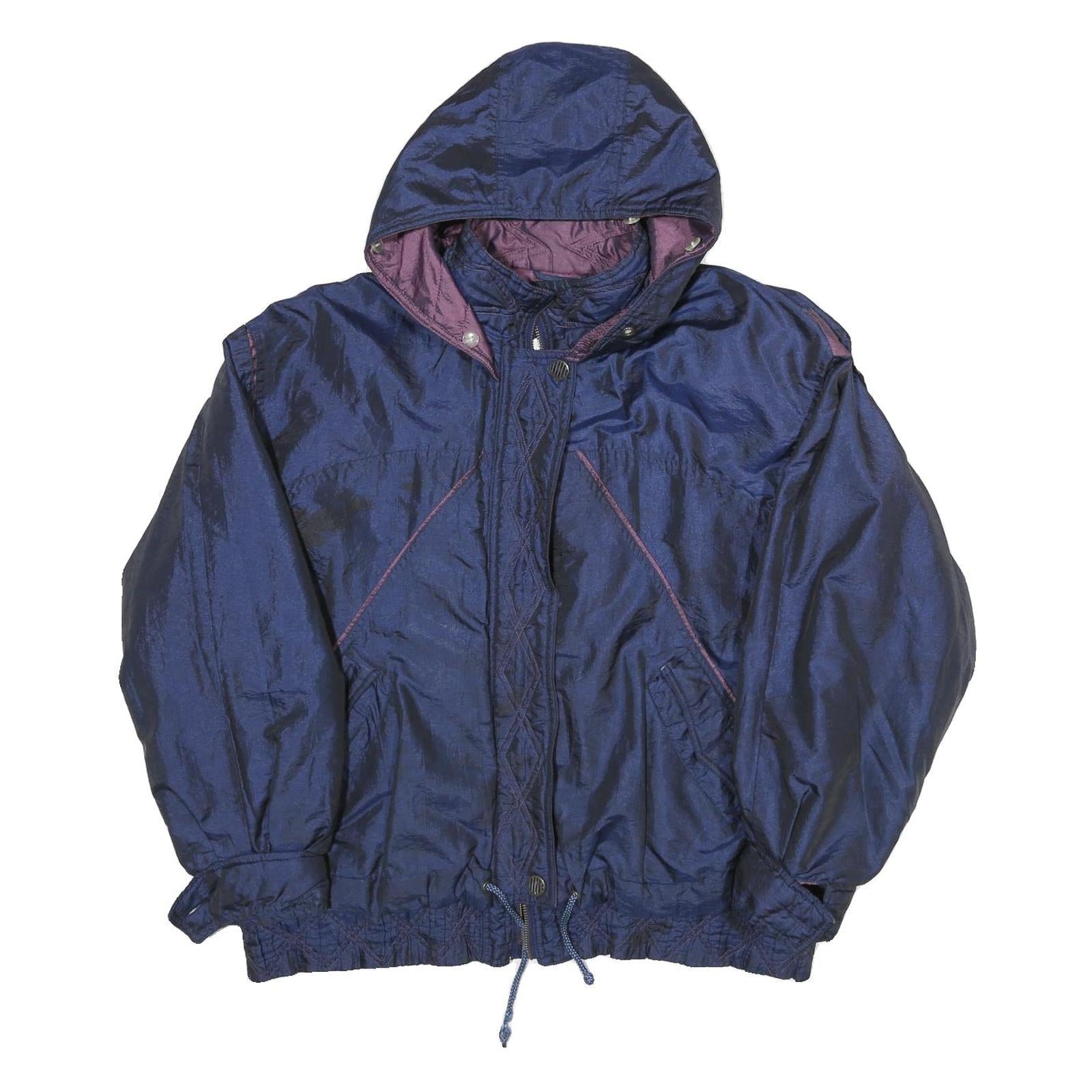 RAINBOW WEST Womens Blue Purple Hooded Zip Jacket L Polyamide Blend Plain Refurbished - N/A refurbished available on Cerqular