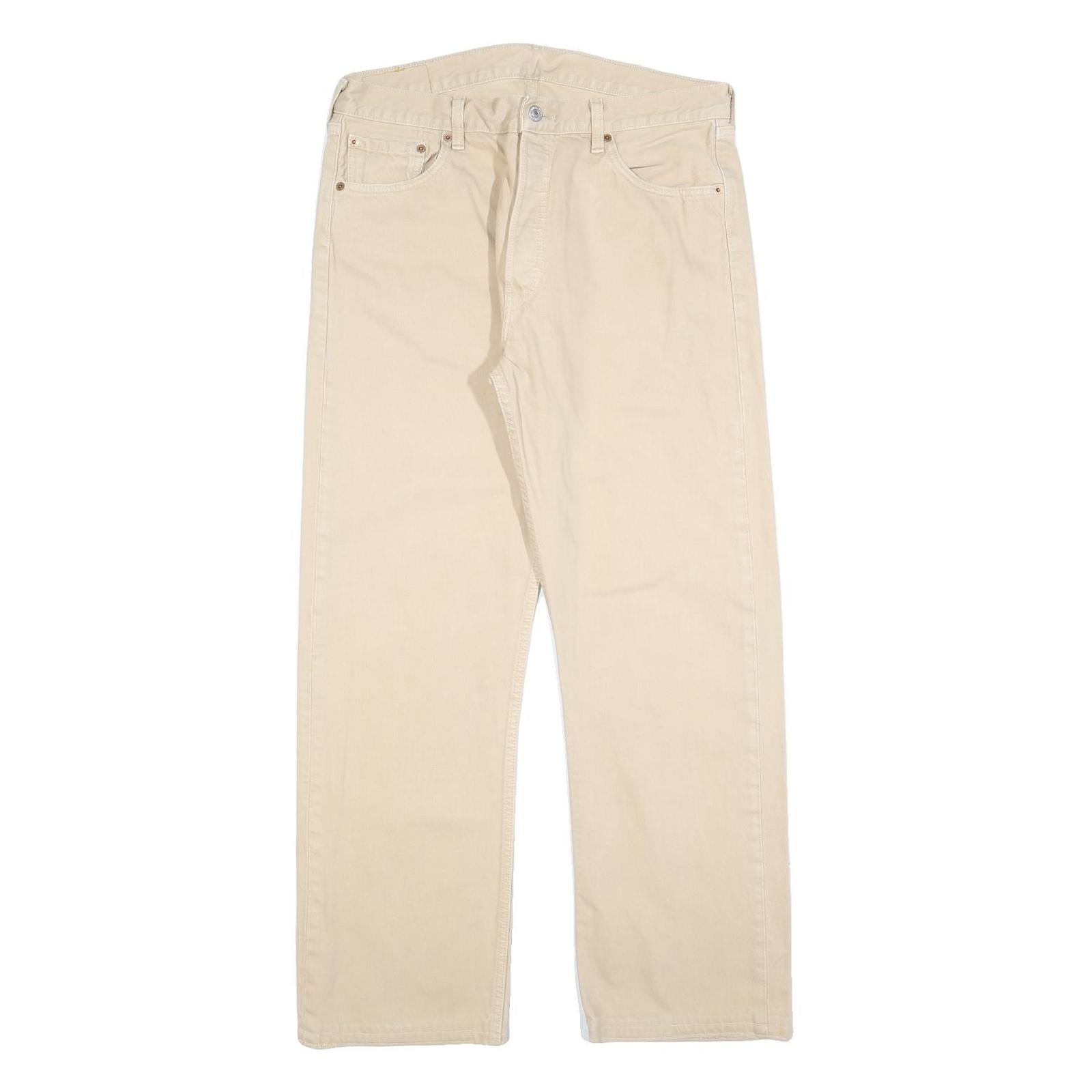 LEVI'S 501 Mens Jeans Beige Regular Straight Denim W36 L29 Classic Button Fly Refurbished - N/A refurbished available on Cerqular