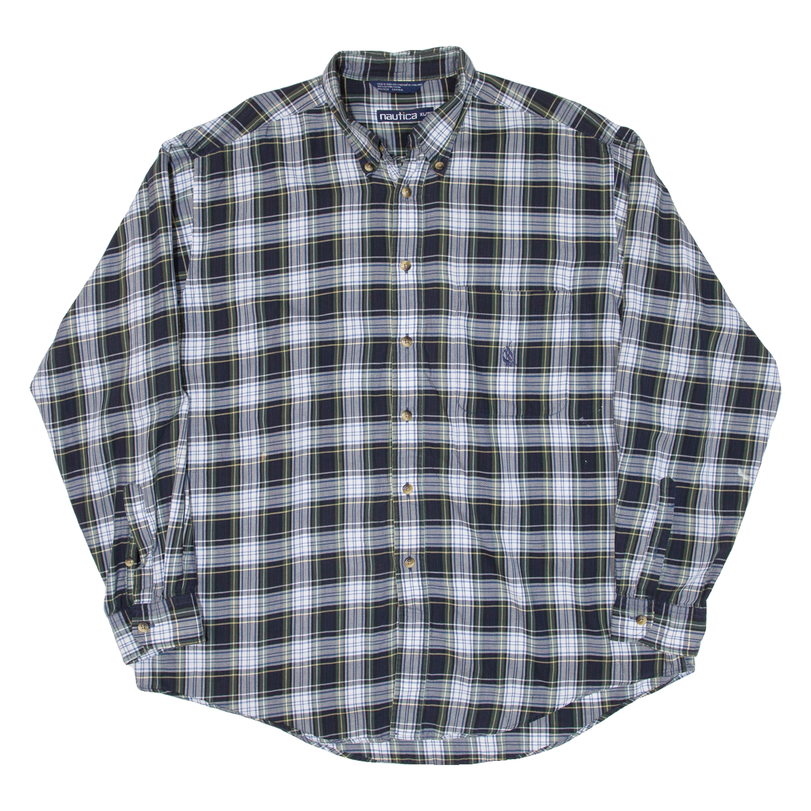 NAUTICA Mens Shirt Blue Check Long Sleeve XL Refurbished - N/A refurbished available on Cerqular