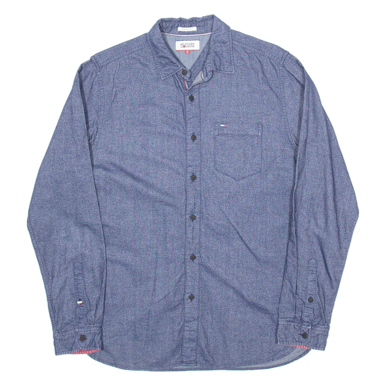 HILFIGER DENIM Mens Plain Shirt Blue Long Sleeve S Refurbished - N/A refurbished available on Cerqular