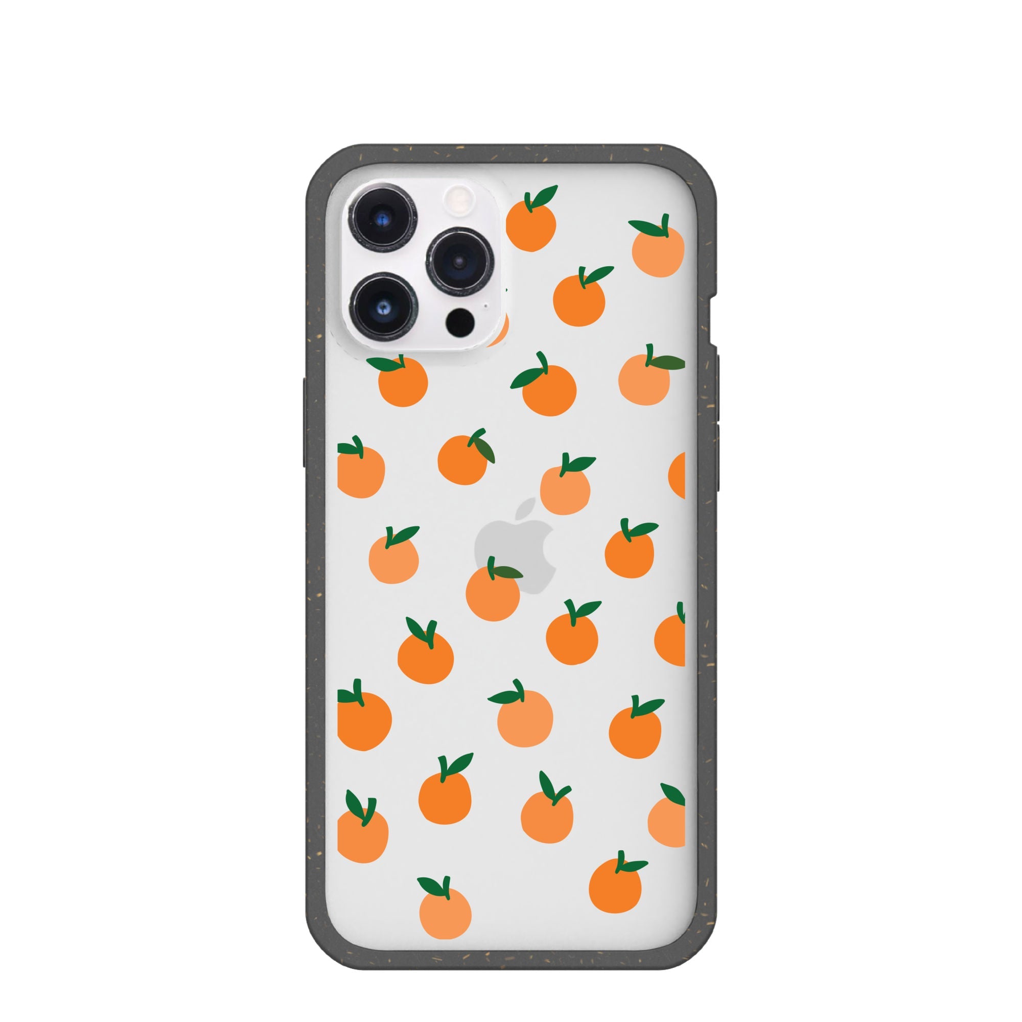 Clear Oranges iPhone 12 Pro Max Case With Black Ridge Refurbished - Pela Case refurbished available on Cerqular