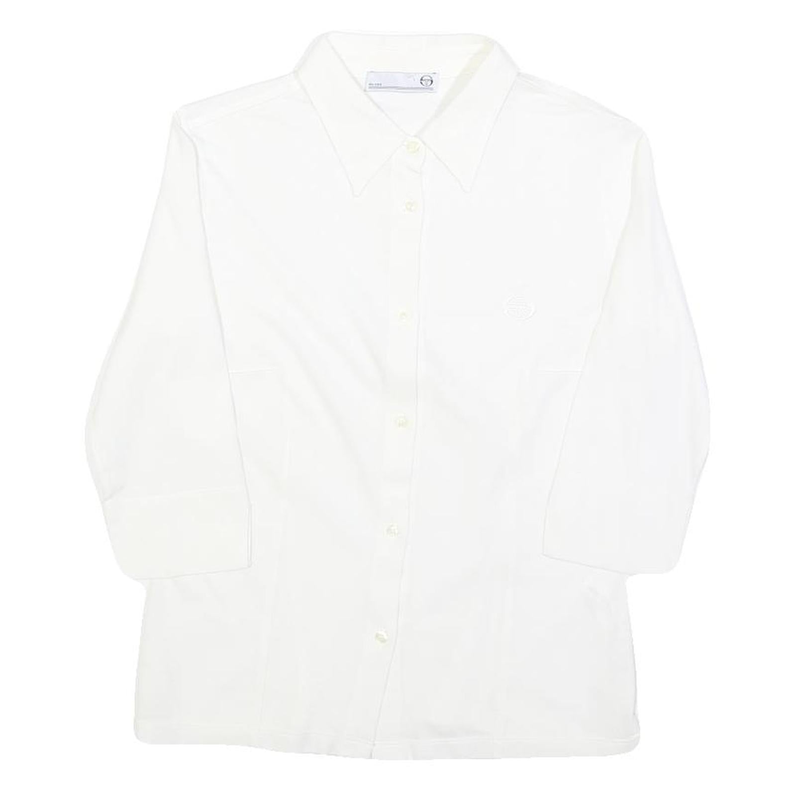 SERGIO TACCHINI Womens White Shirt S Classic Cotton Blend Button-Up Refurbished - N/A refurbished available on Cerqular