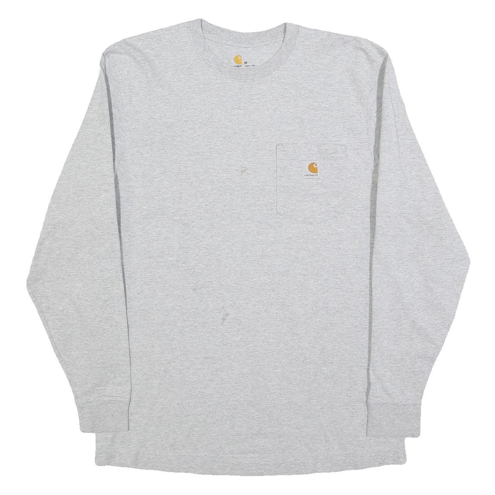 CARHARTT Mens Grey Long Sleeve Crew Neck Pocket Cotton Blend T-Shirt M Refurbished - N/A refurbished available on Cerqular