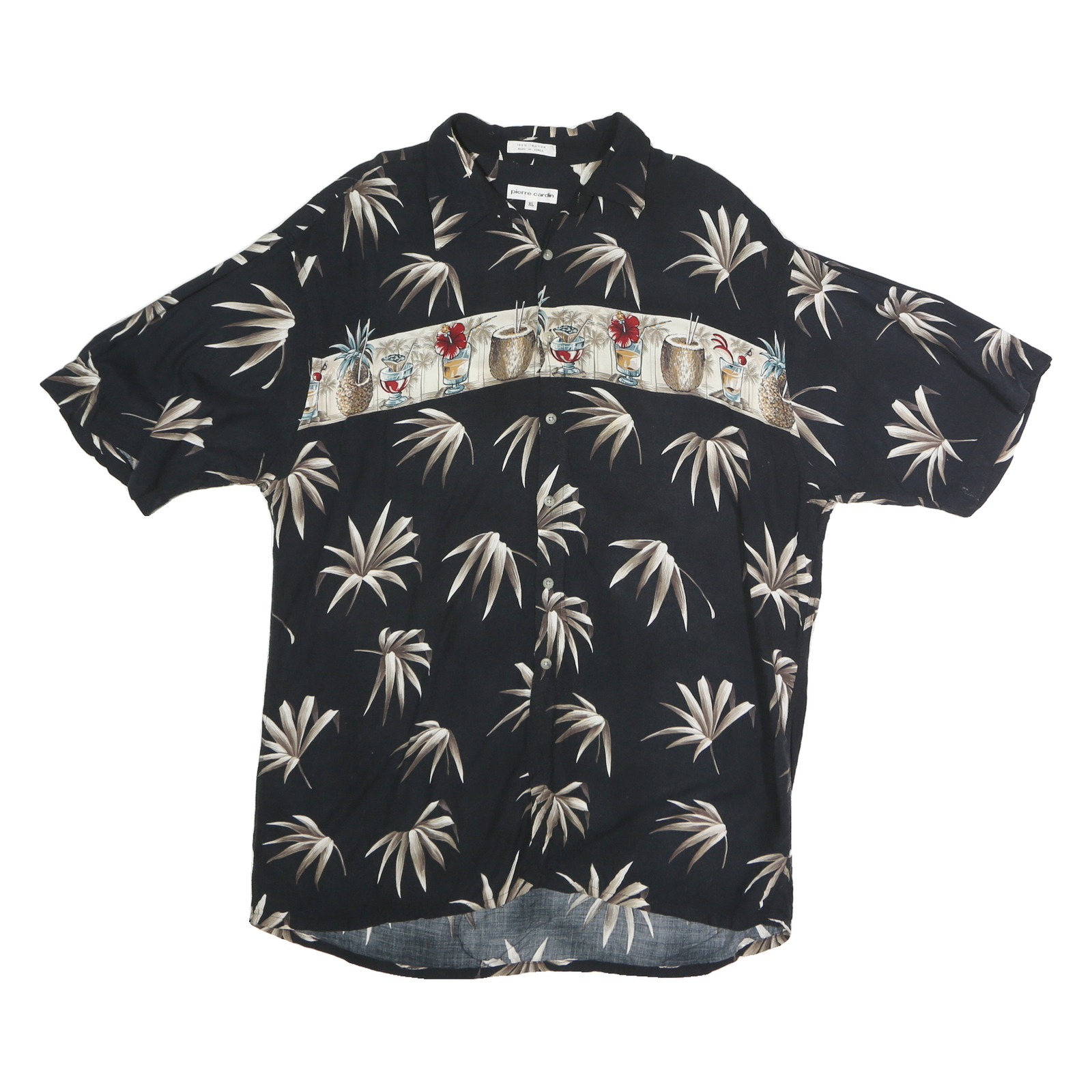 PIERRE CARDIN Mens Black Rayon Hawaiian Style XL Casual Summer Shirt Refurbished - N/A refurbished available on Cerqular