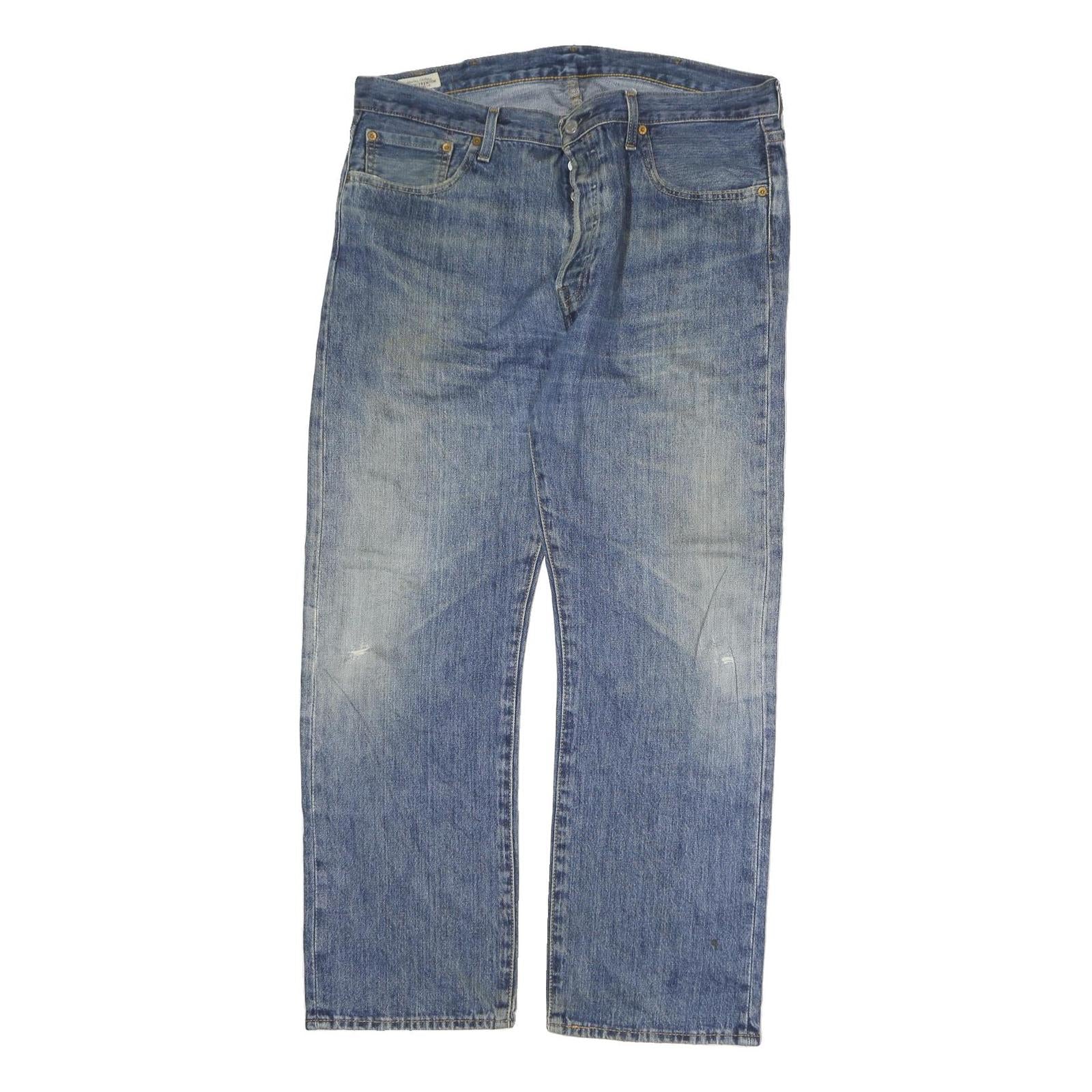 LEVI'S 501 Mens Jeans Blue Regular Straight Denim Medium W38 L30 Classic Button Refurbished - N/A refurbished available on Cerqular