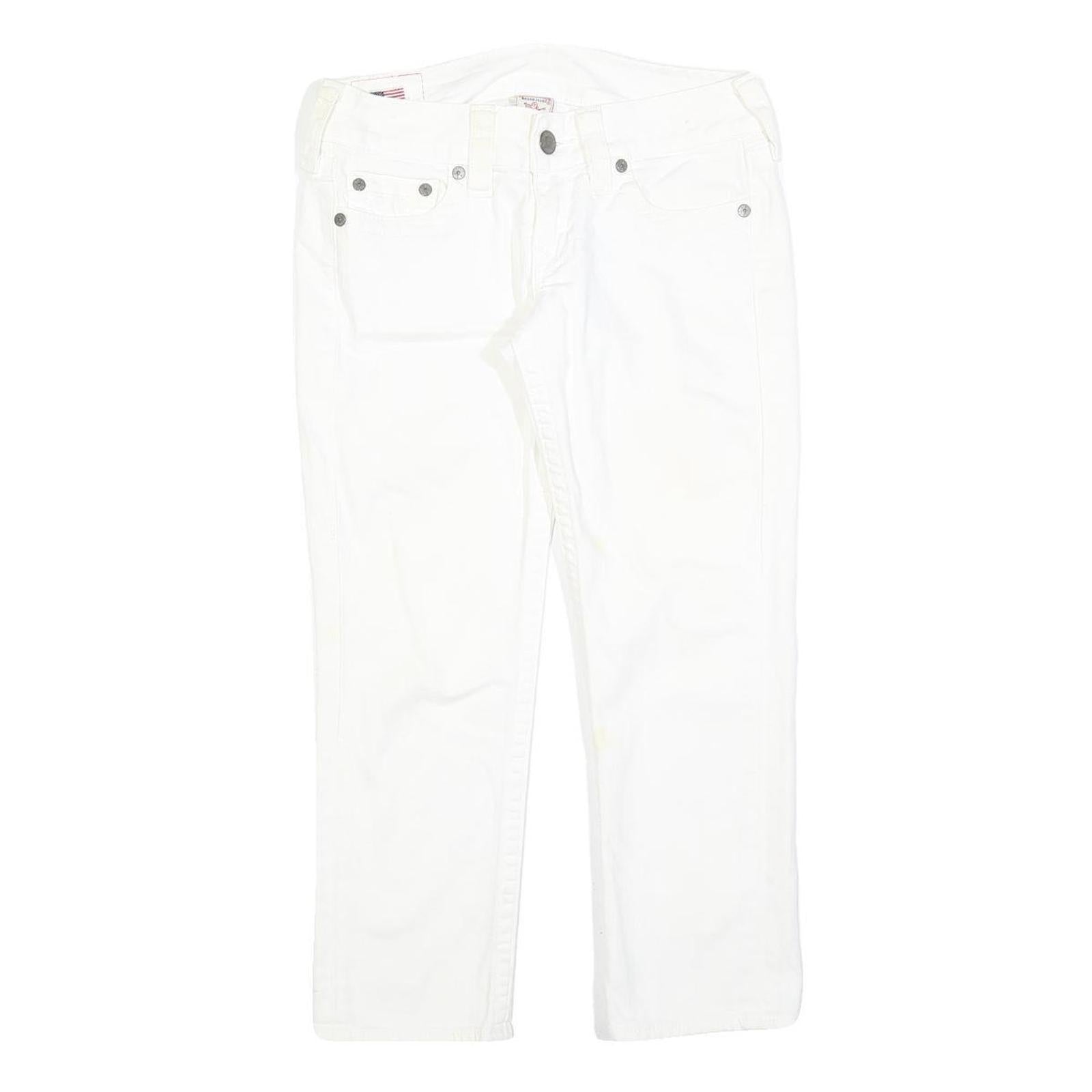 TRUE RELIGION Womens White Regular Fit Straight Cotton Blend Jeans W30 L26 Zip Refurbished - N/A refurbished available on Cerqular