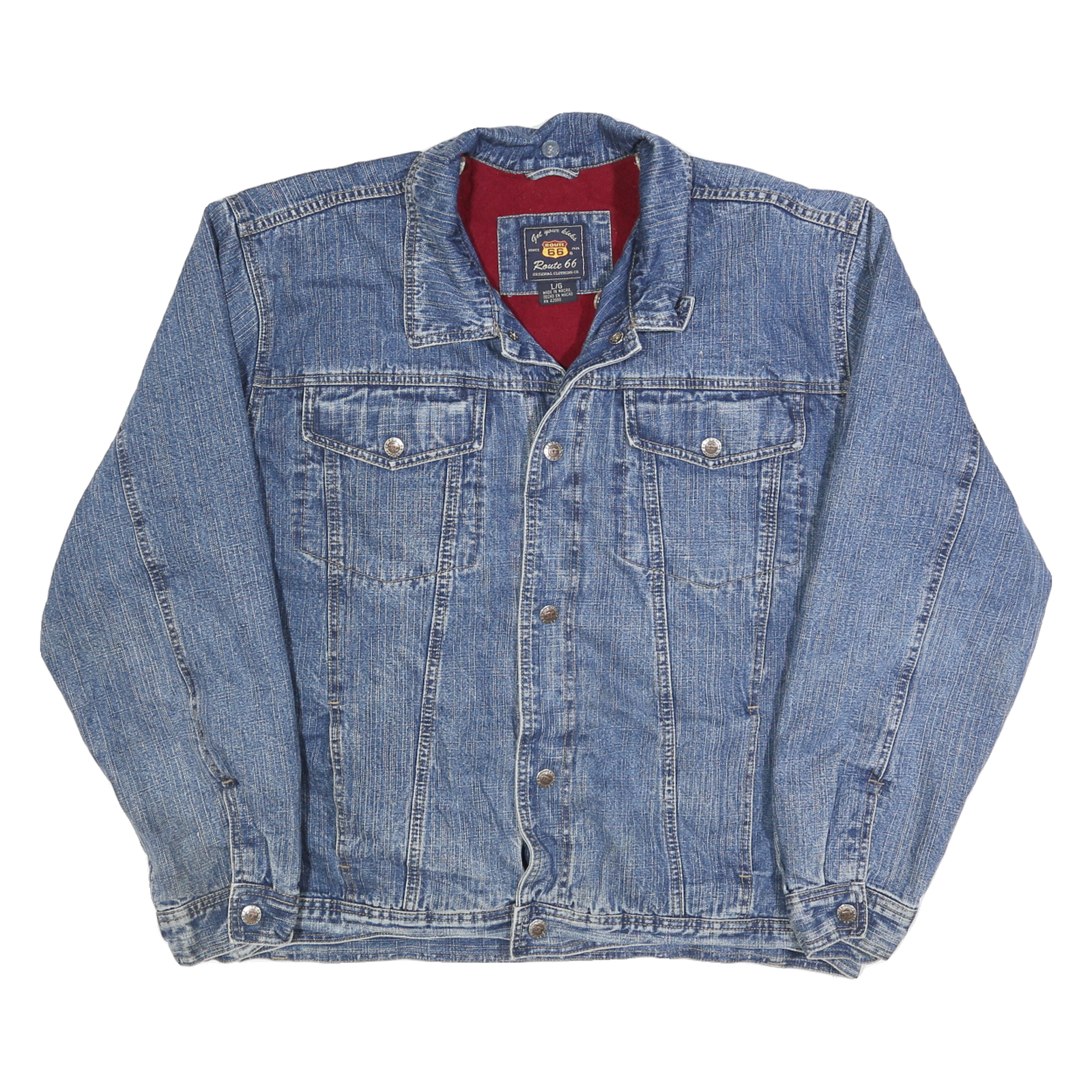 ROUTE 66 Mens Blue Denim Cotton Button Jacket L Casual Classic Fit Refurbished - N/A refurbished available on Cerqular