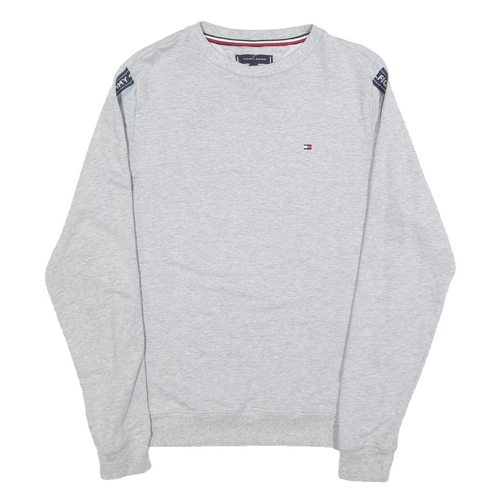 Buy TOMMY HILFIGER Mens Grey Crew Neck Sweatshirt S Logo Tape Sleeves Cotton Blend Refurbished - $35.09 TOMMY HILFIGER Mens Grey Crew Neck Sweatshirt S Logo Tape Sleeves Cotton Blend Refurbished - N/A refurbished available on Cerqular