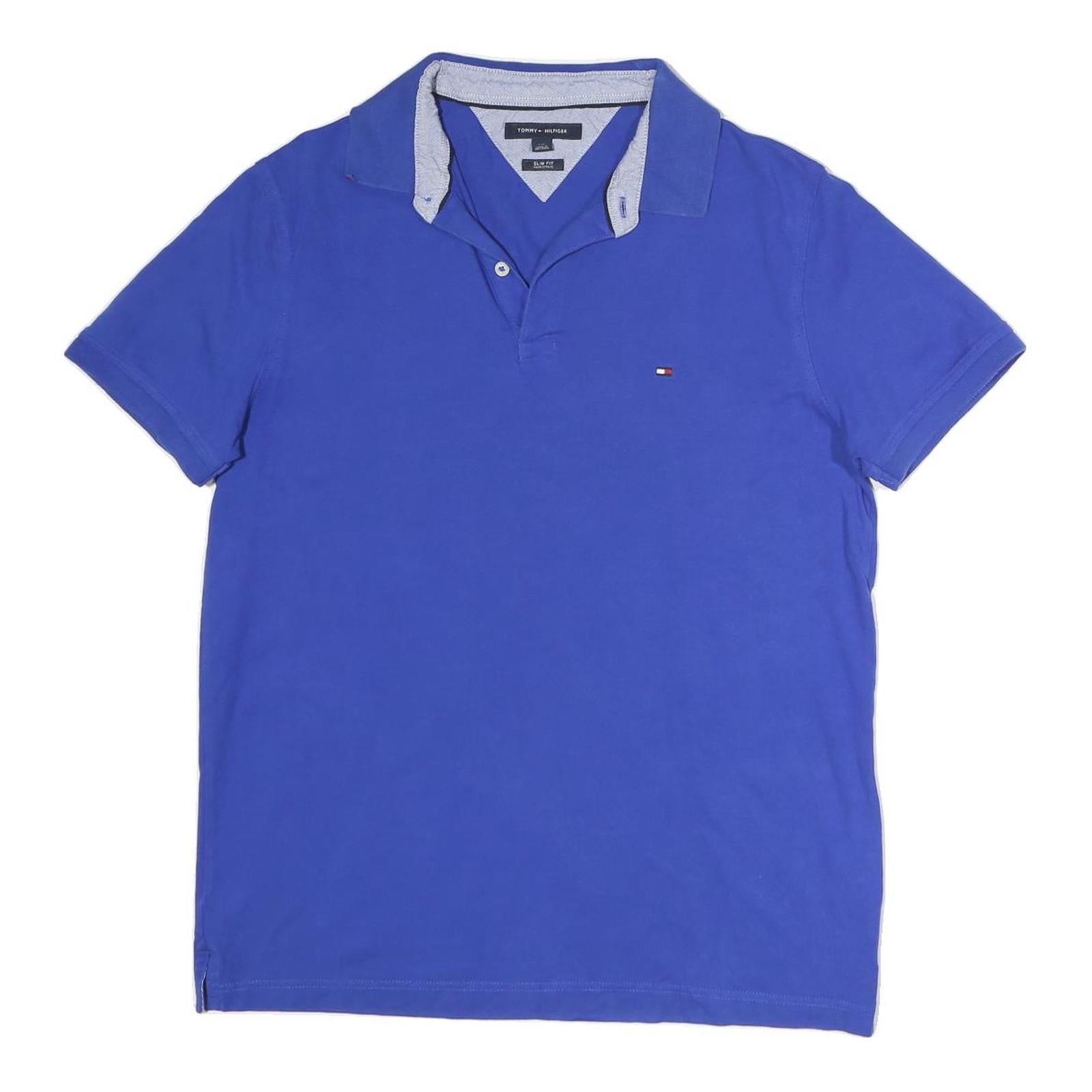 TOMMY HILFIGER Mens Blue Polo Shirt L Slim Fit Cotton Short Sleeve Classic Refurbished - N/A refurbished available on Cerqular