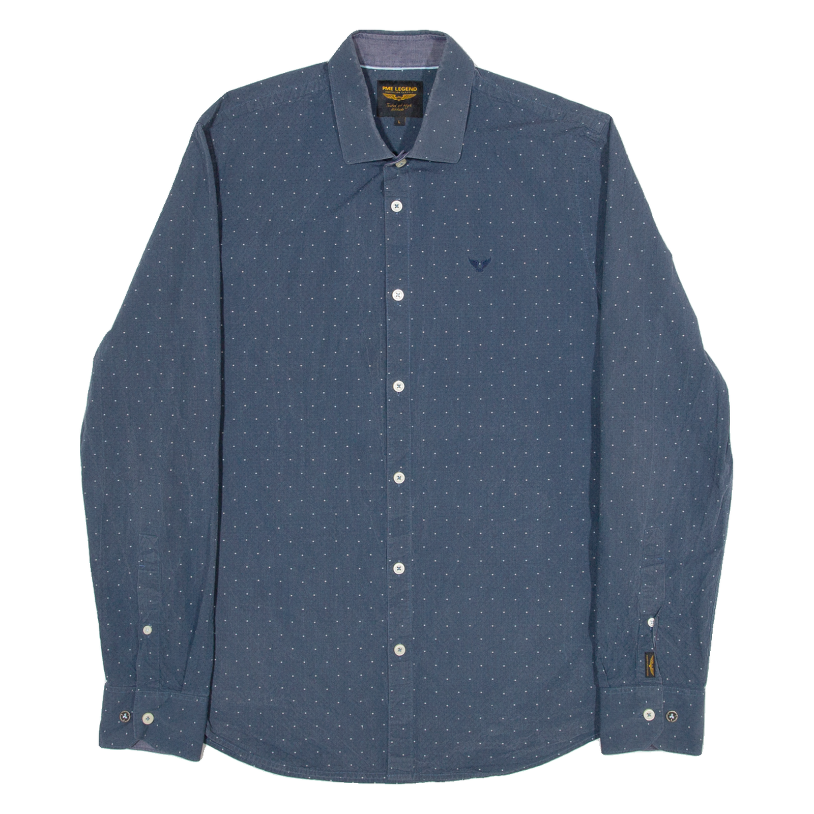 PME LEGEND Mens Shirt Blue Polka Dot Long Sleeve L Refurbished - N/A refurbished available on Cerqular