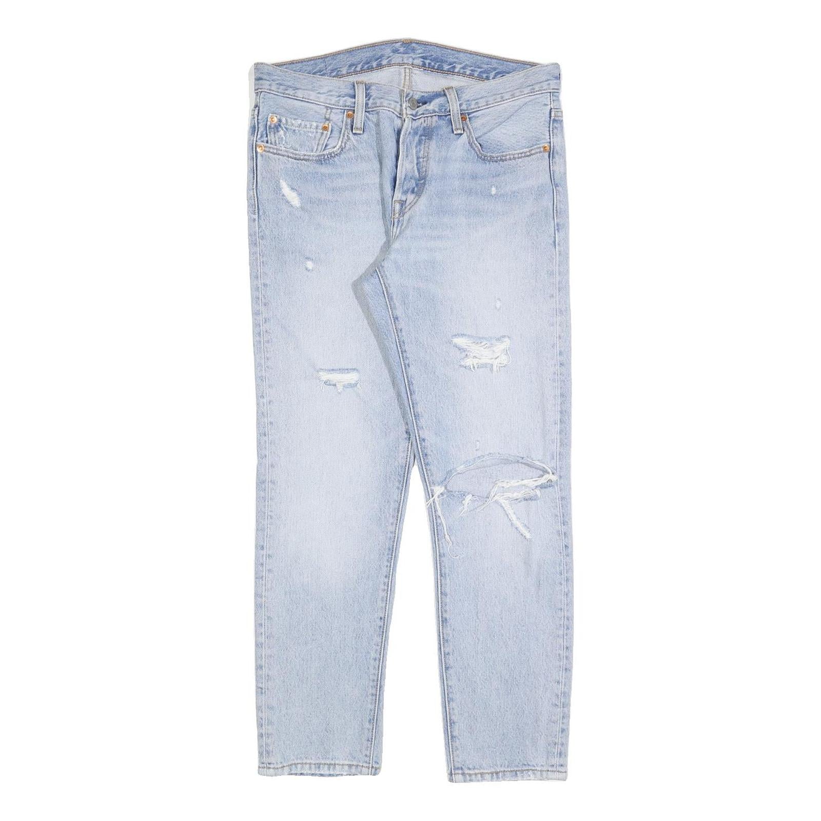 LEVI'S 501 T Womens Jeans Blue Regular Straight Denim Light W32 L28 Distressed Refurbished - N/A refurbished available on Cerqular