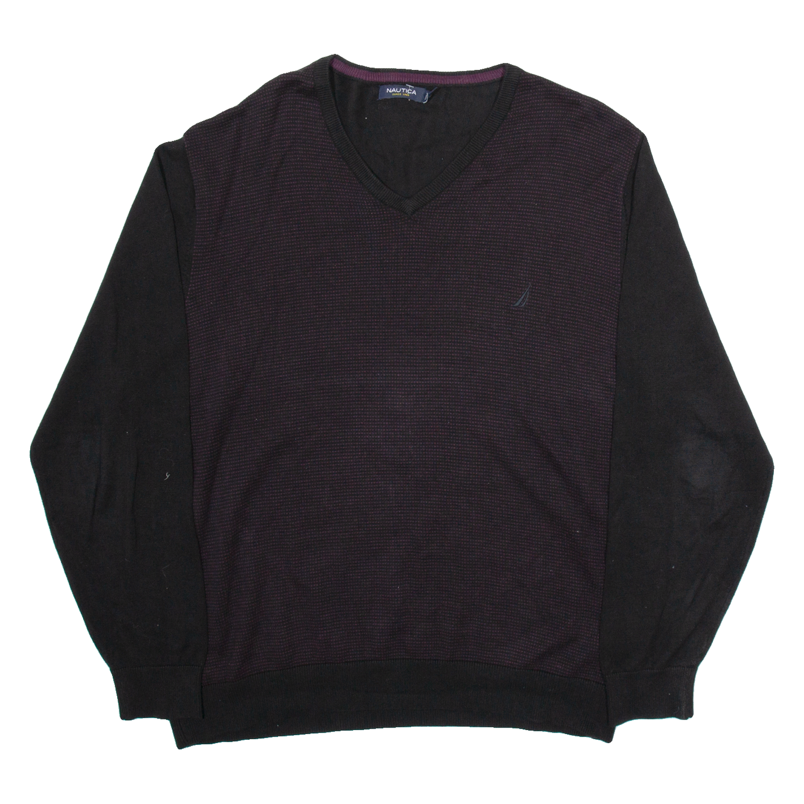 NAUTICA Womens Jumper Black V-Neck Tight Knit XL Refurbished - N/A refurbished available on Cerqular