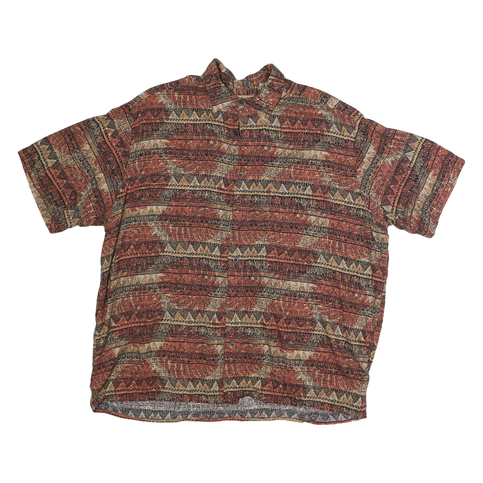 NATURAL ISSUE Mens Red & Brown Pattern Shirt XL Short Sleeve Cotton Casual Refurbished - N/A refurbished available on Cerqular
