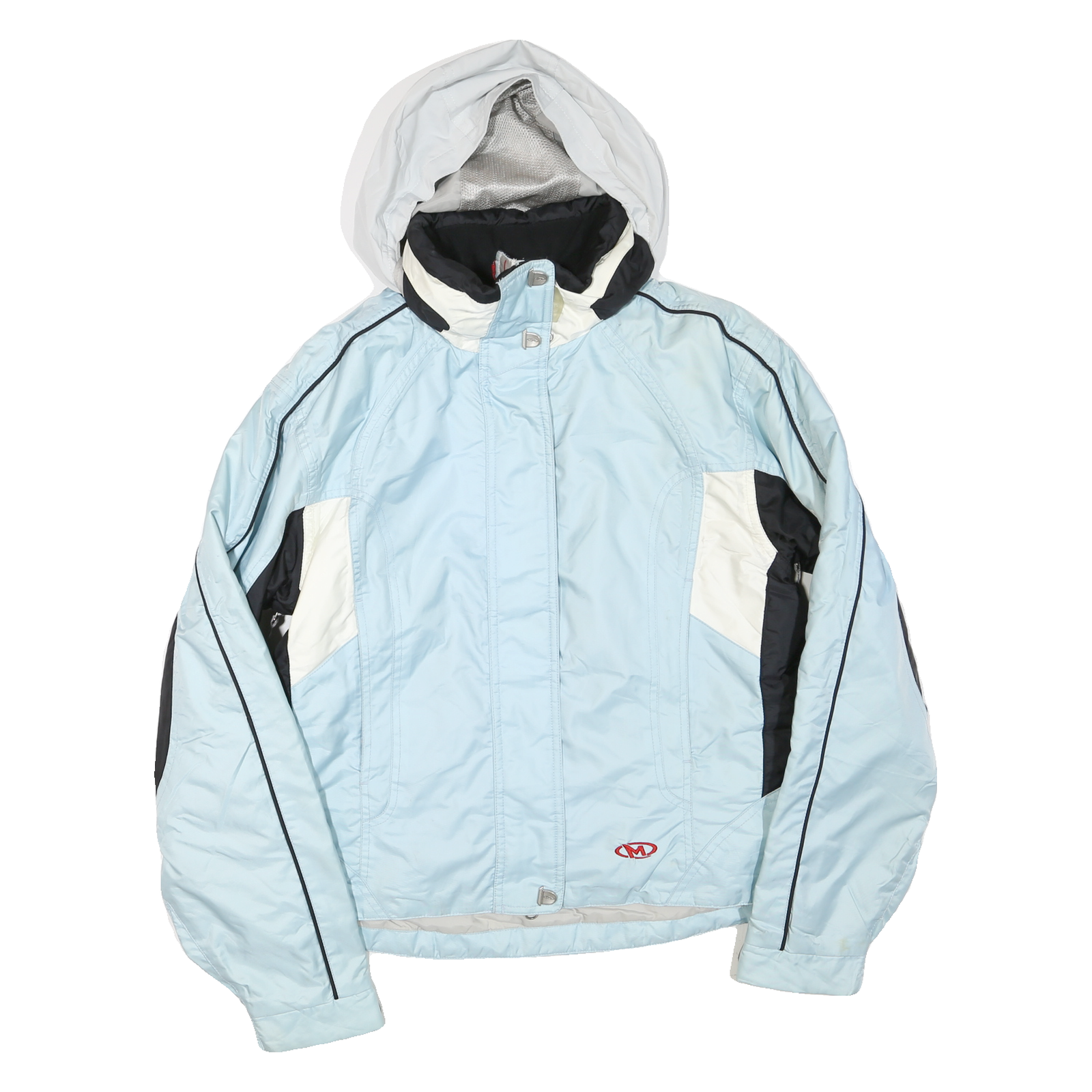 Womens Blue & White Zip Jacket M Polyester Blend Plain Hooded Casual Outdoor Refurbished - N/A refurbished available on Cerqular