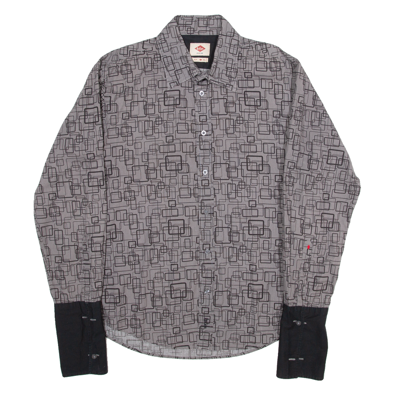 LEE COOPER Slim Mens Shirt Grey 90s Gingham Long Sleeve XL Refurbished - N/A refurbished available on Cerqular