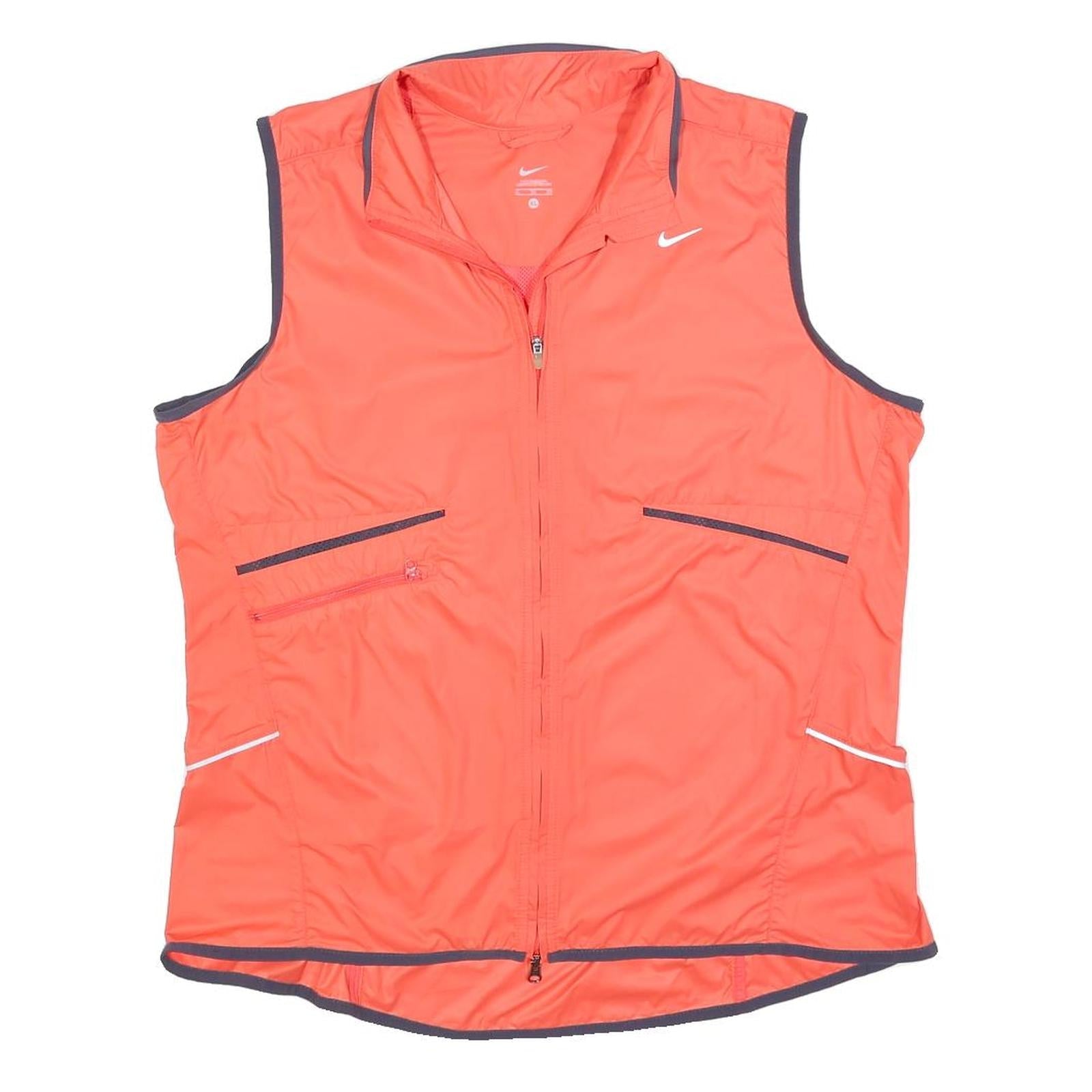 NIKE Womens Red Sleeveless Jacket XL Polyester Blend Zip Plain Sportswear Refurbished - N/A refurbished available on Cerqular