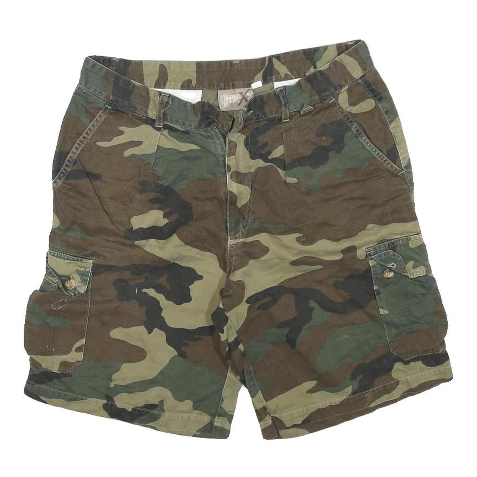 CATHEXIS Mens Camouflage Cargo Shorts Green M W32 Cotton Blend Casual Refurbished - N/A refurbished available on Cerqular