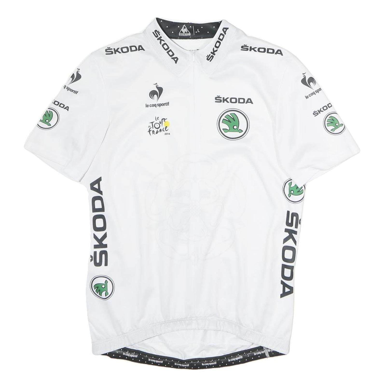 LE COQ SPORTIF Mens White Tour De France Cycling Jersey L Short Sleeve Zip Refurbished - N/A refurbished available on Cerqular