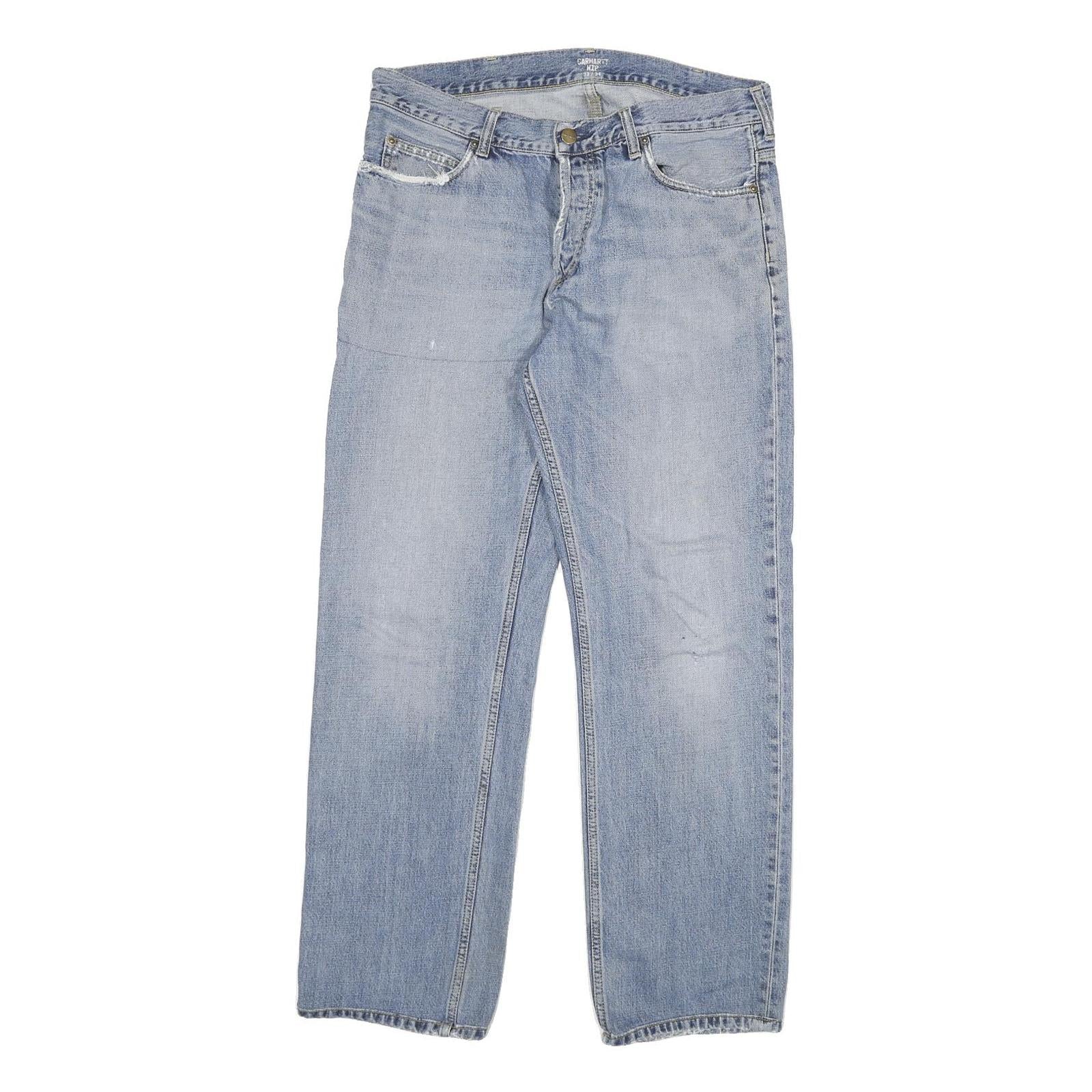 CARHARTT Mens Regular Fit Light Blue Denim Jeans W33 L29 Button Closure Refurbished - N/A refurbished available on Cerqular